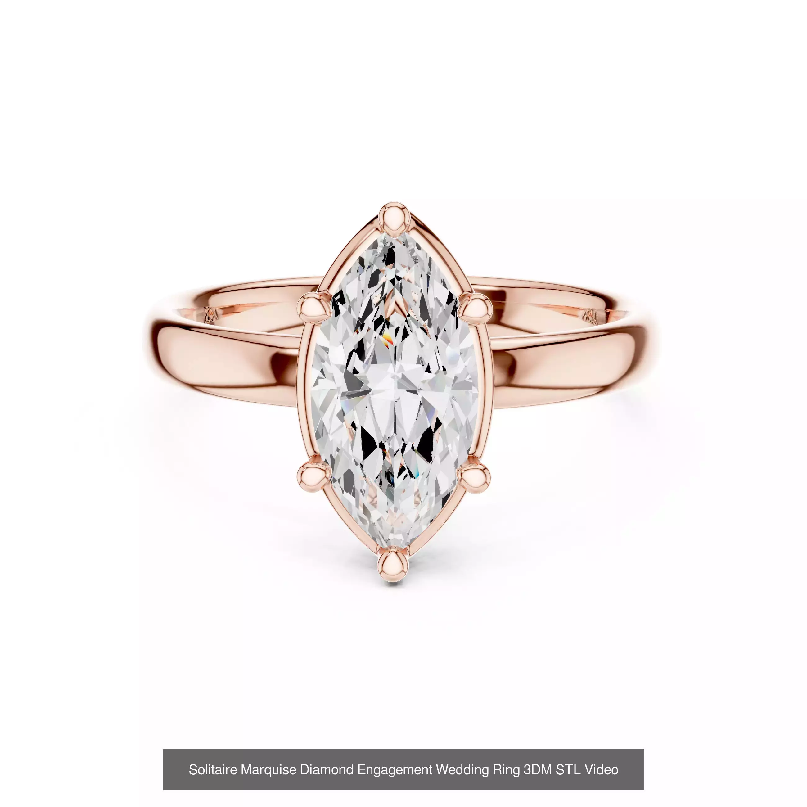 167 Marquise Diamond Rings 3DM STL OBJ FBX 3 Color Video 3D Model Collection_179