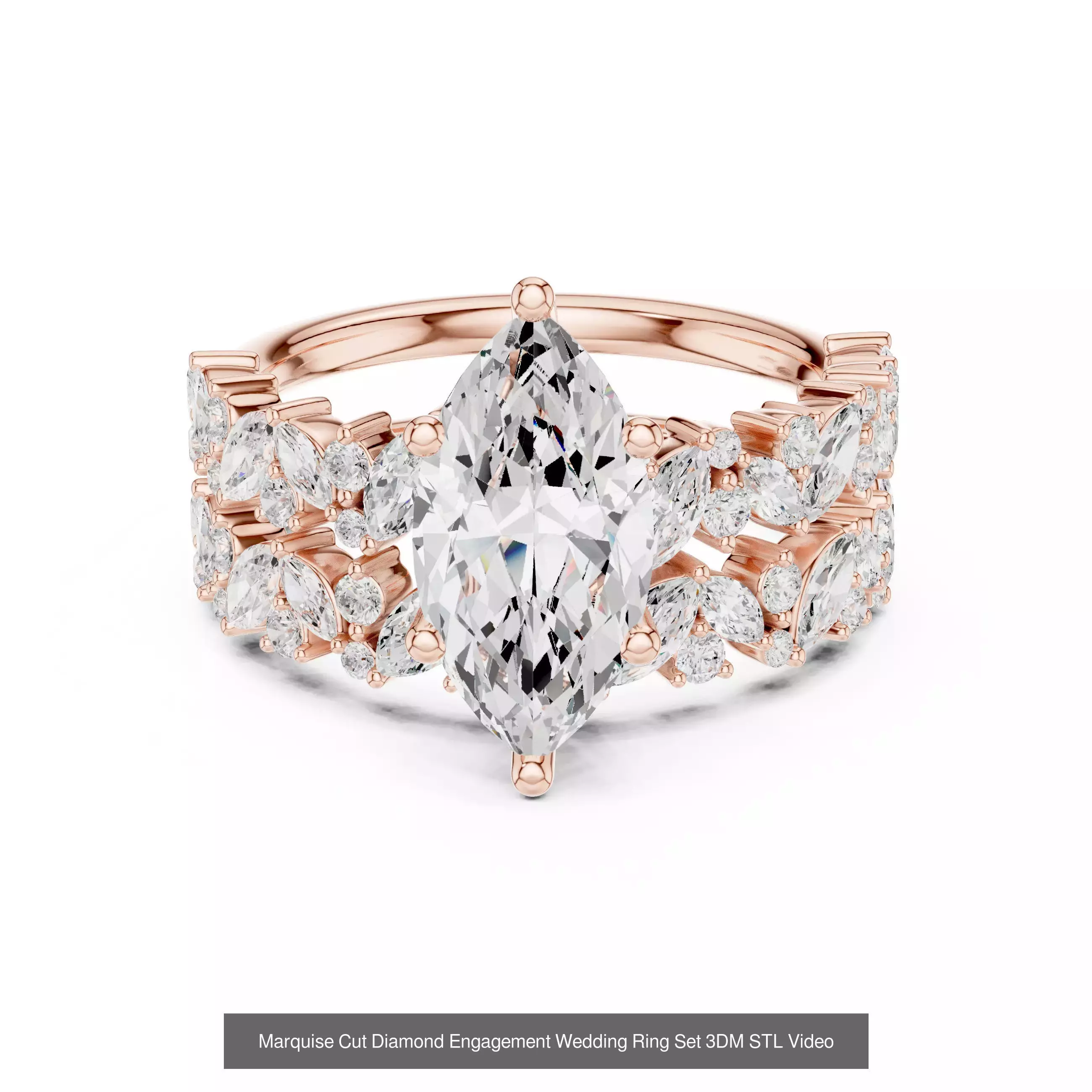 167 Marquise Diamond Rings 3DM STL OBJ FBX 3 Color Video 3D Model Collection_134