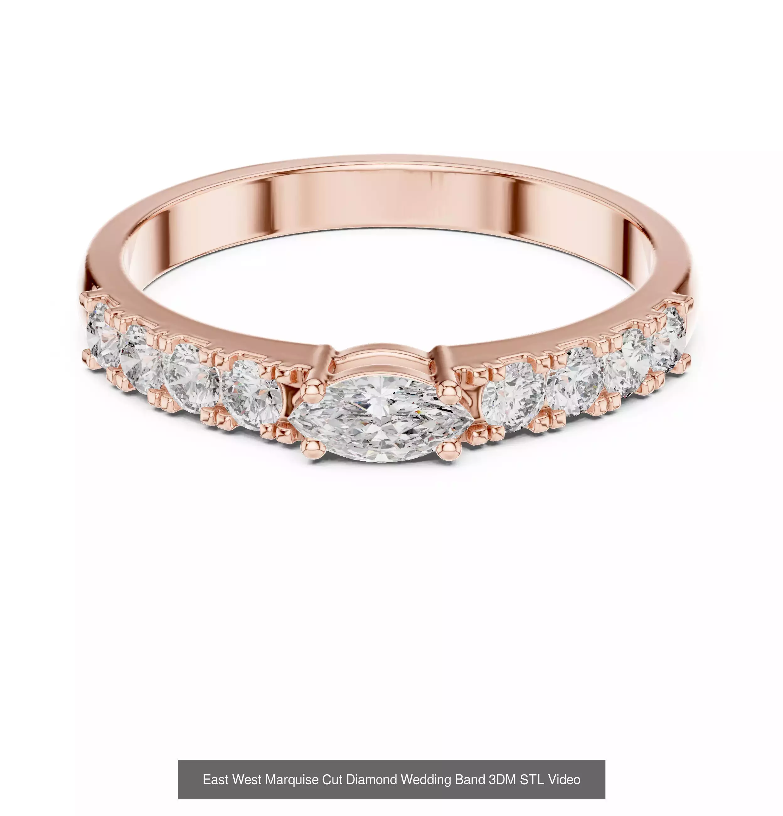 167 Marquise Diamond Rings 3DM STL OBJ FBX 3 Color Video 3D Model Collection_72