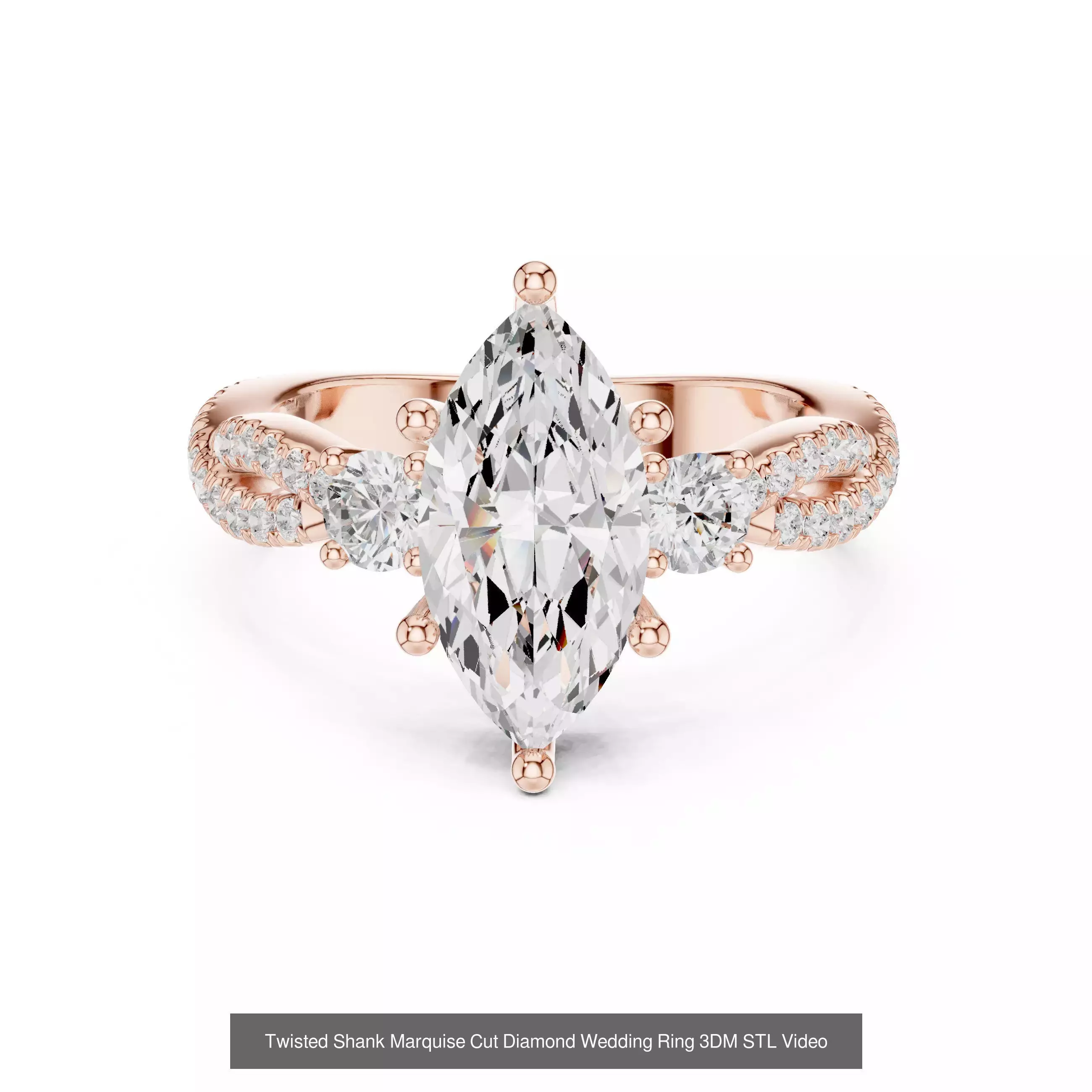 167 Marquise Diamond Rings 3DM STL OBJ FBX 3 Color Video 3D Model Collection_163