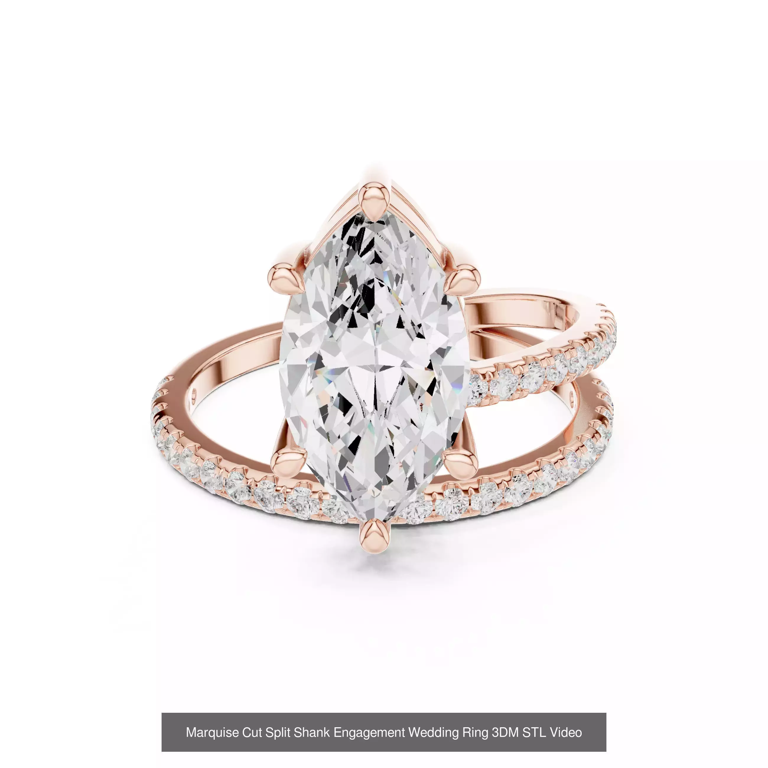 167 Marquise Diamond Rings 3DM STL OBJ FBX 3 Color Video 3D Model Collection_49