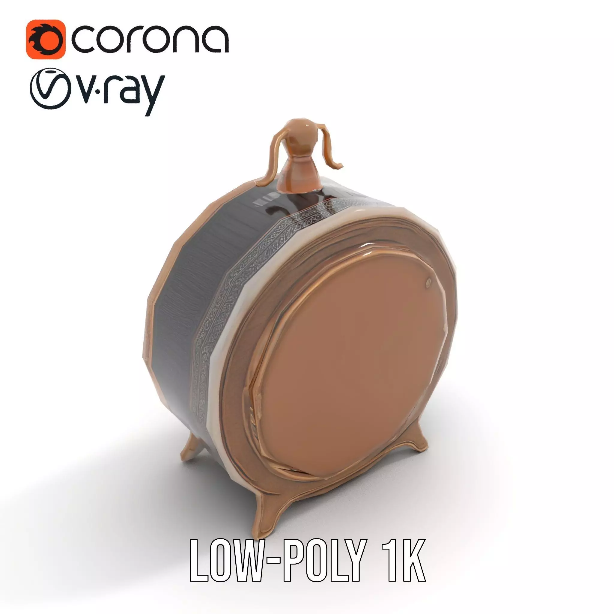 Vintage Brass Clock model pack Low-poly 3D model_7