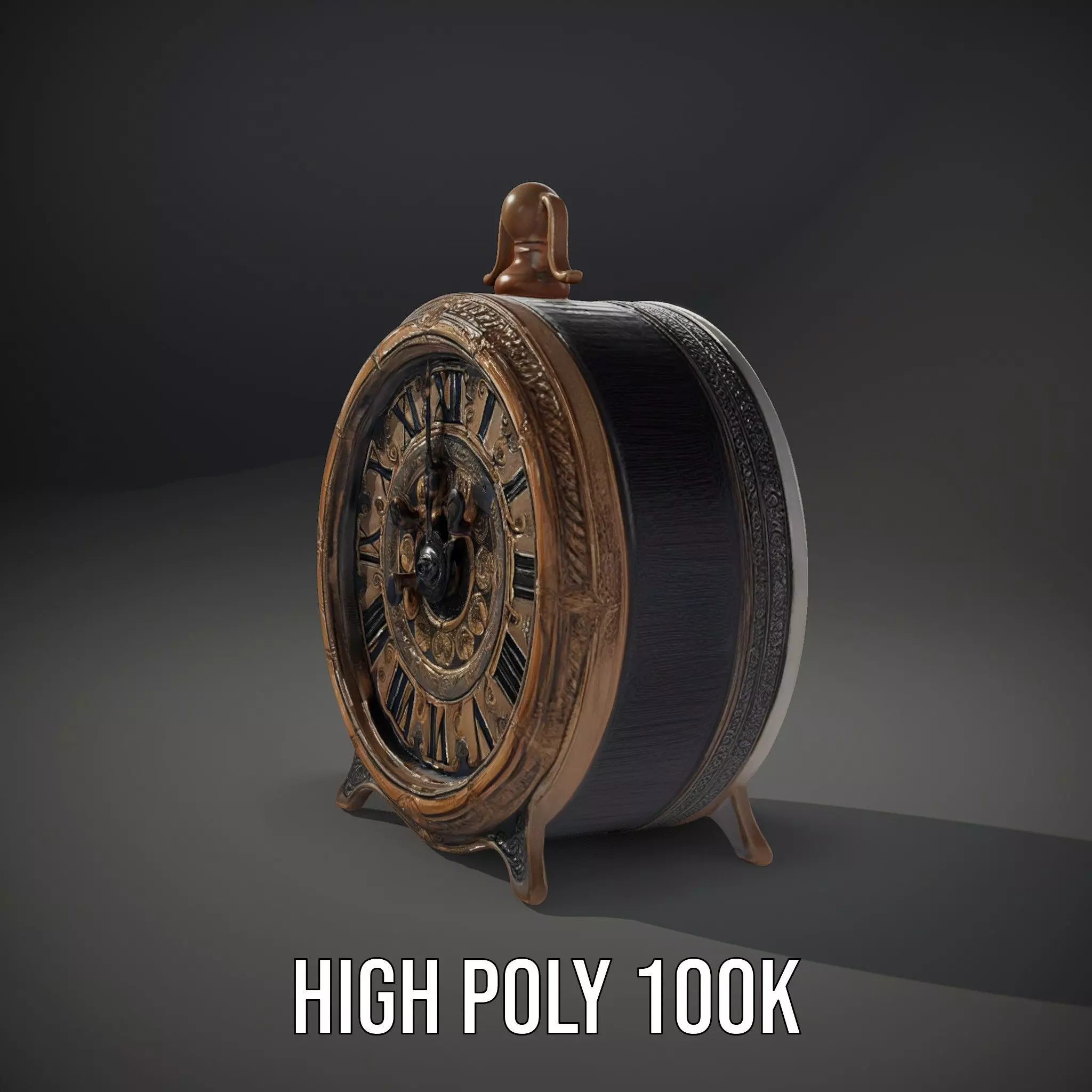 Vintage Brass Clock model pack Low-poly 3D model_8