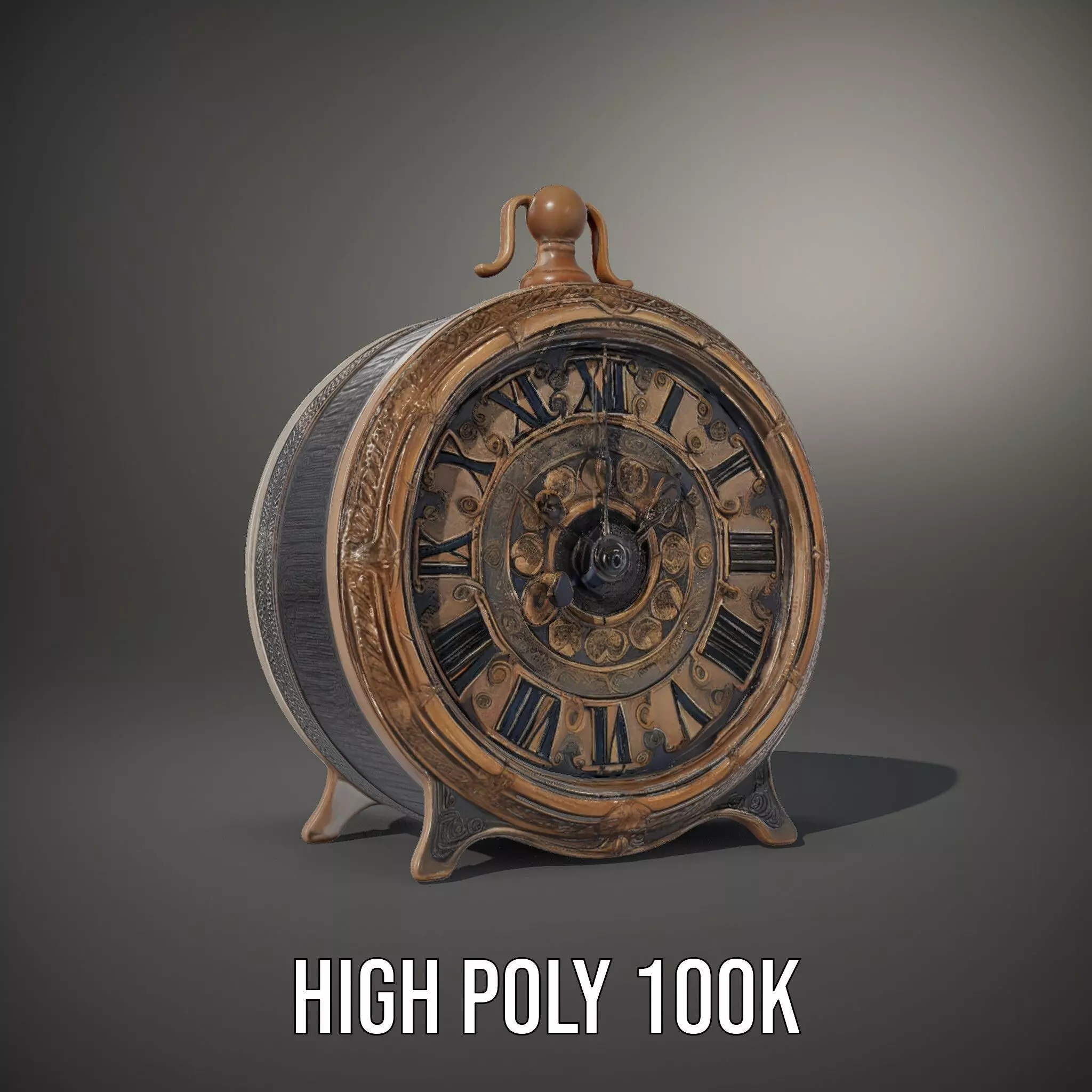 Vintage Brass Clock model pack Low-poly 3D model_10