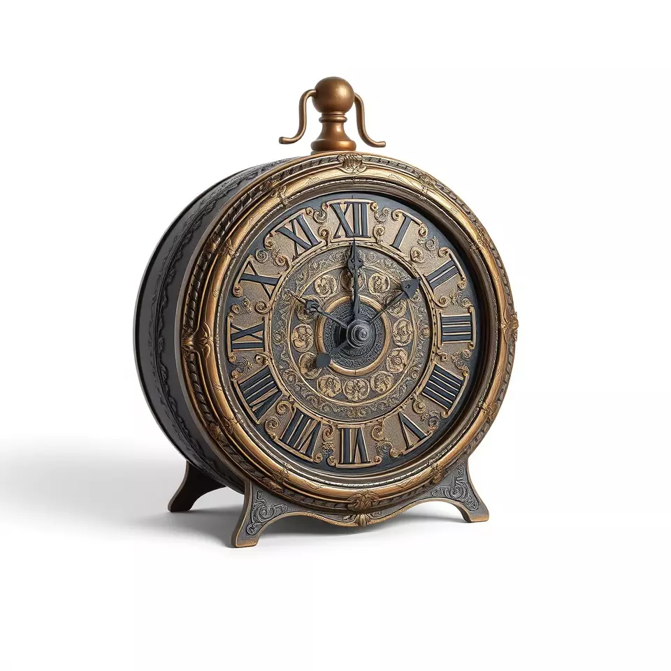 Vintage Brass Clock model pack Low-poly 3D model_2