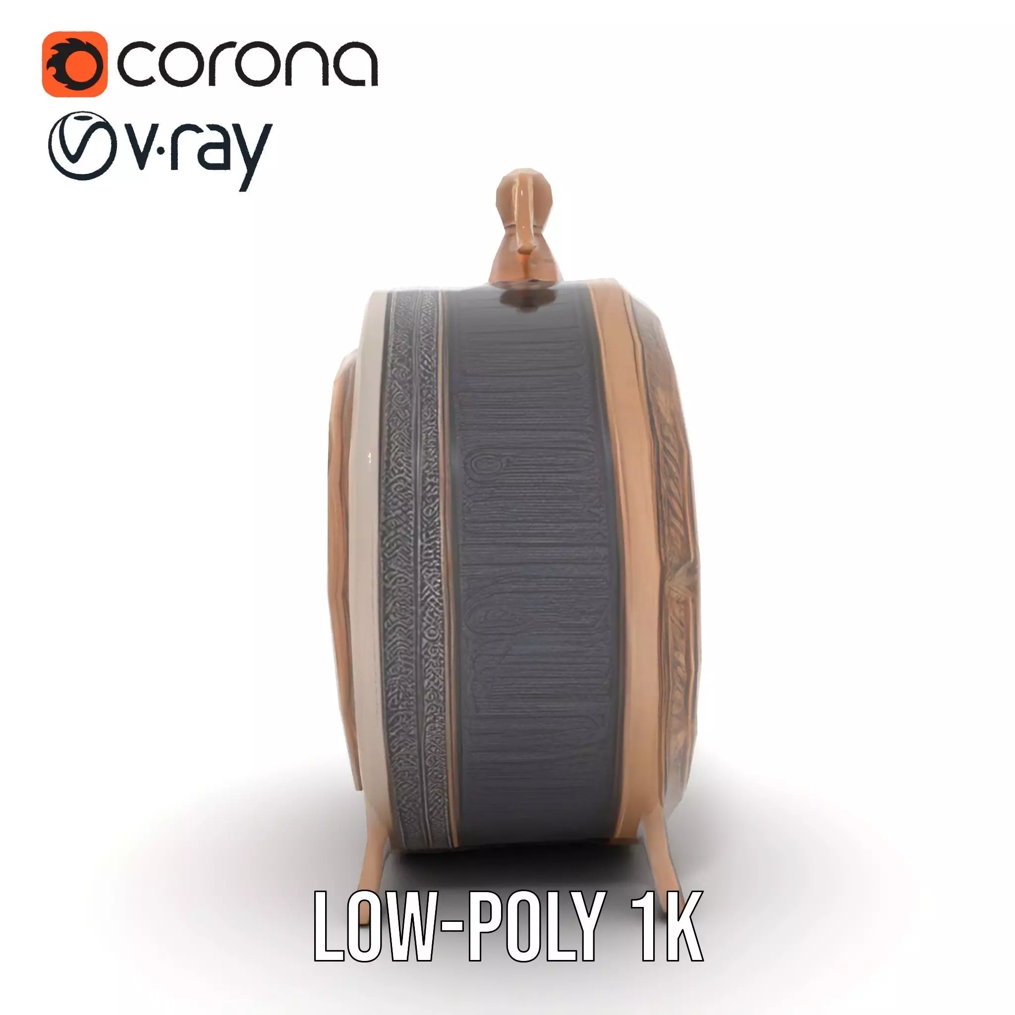 Vintage Brass Clock model pack Low-poly 3D model_19