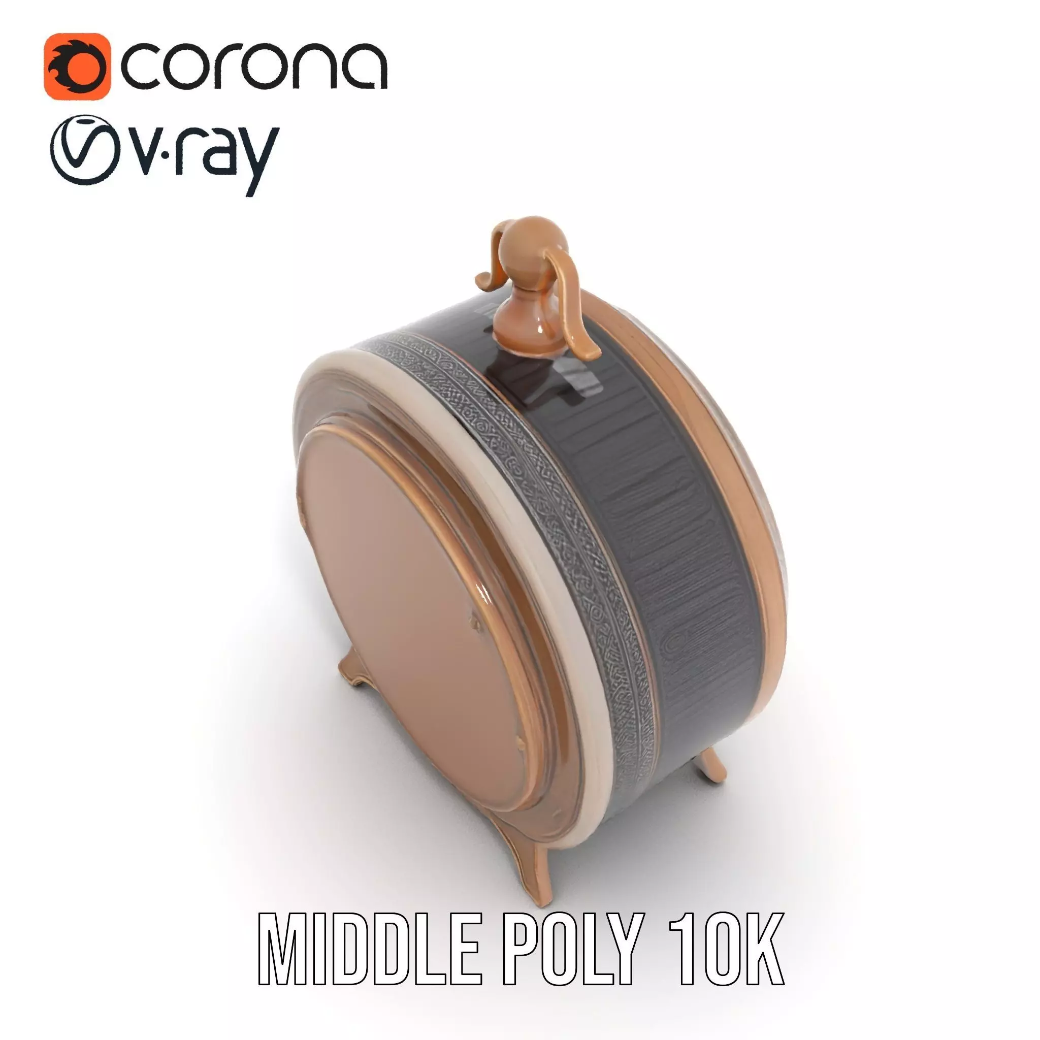 Vintage Brass Clock model pack Low-poly 3D model_16