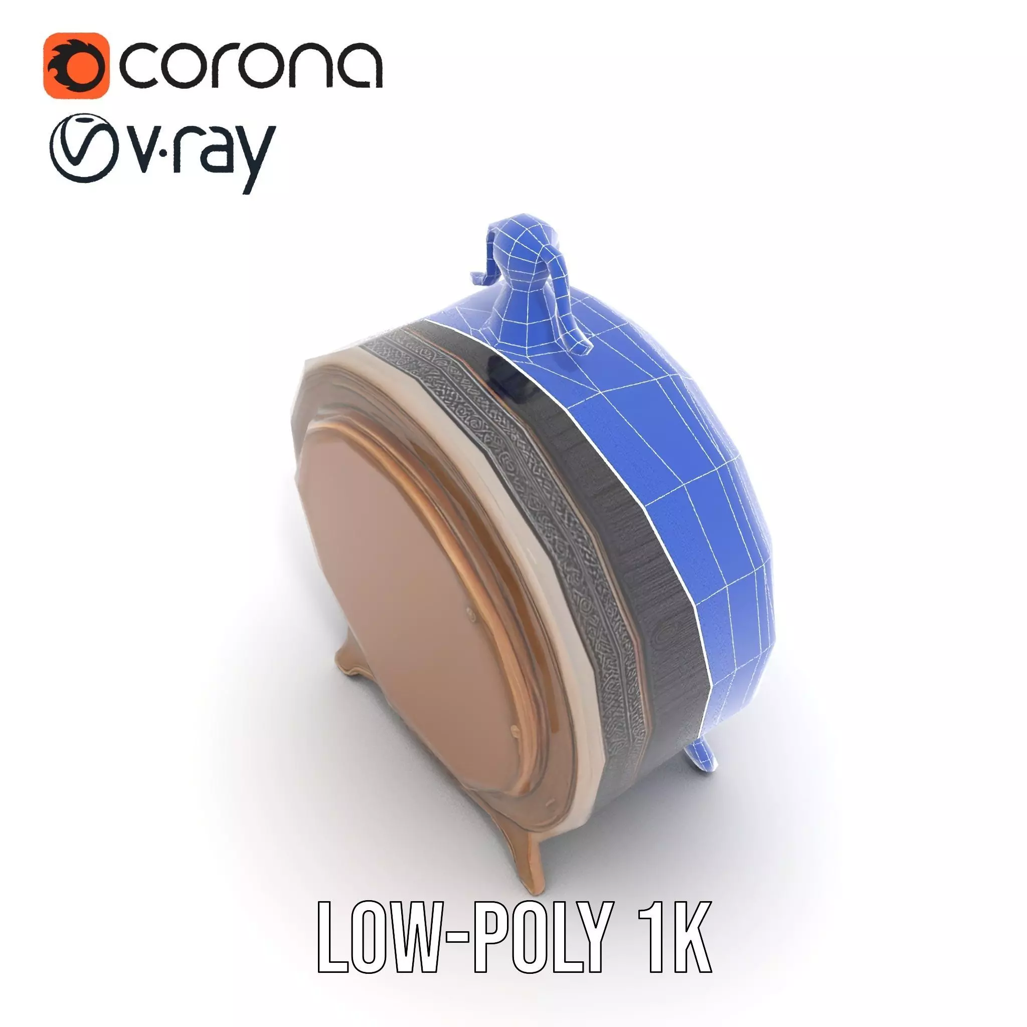 Vintage Brass Clock model pack Low-poly 3D model_12