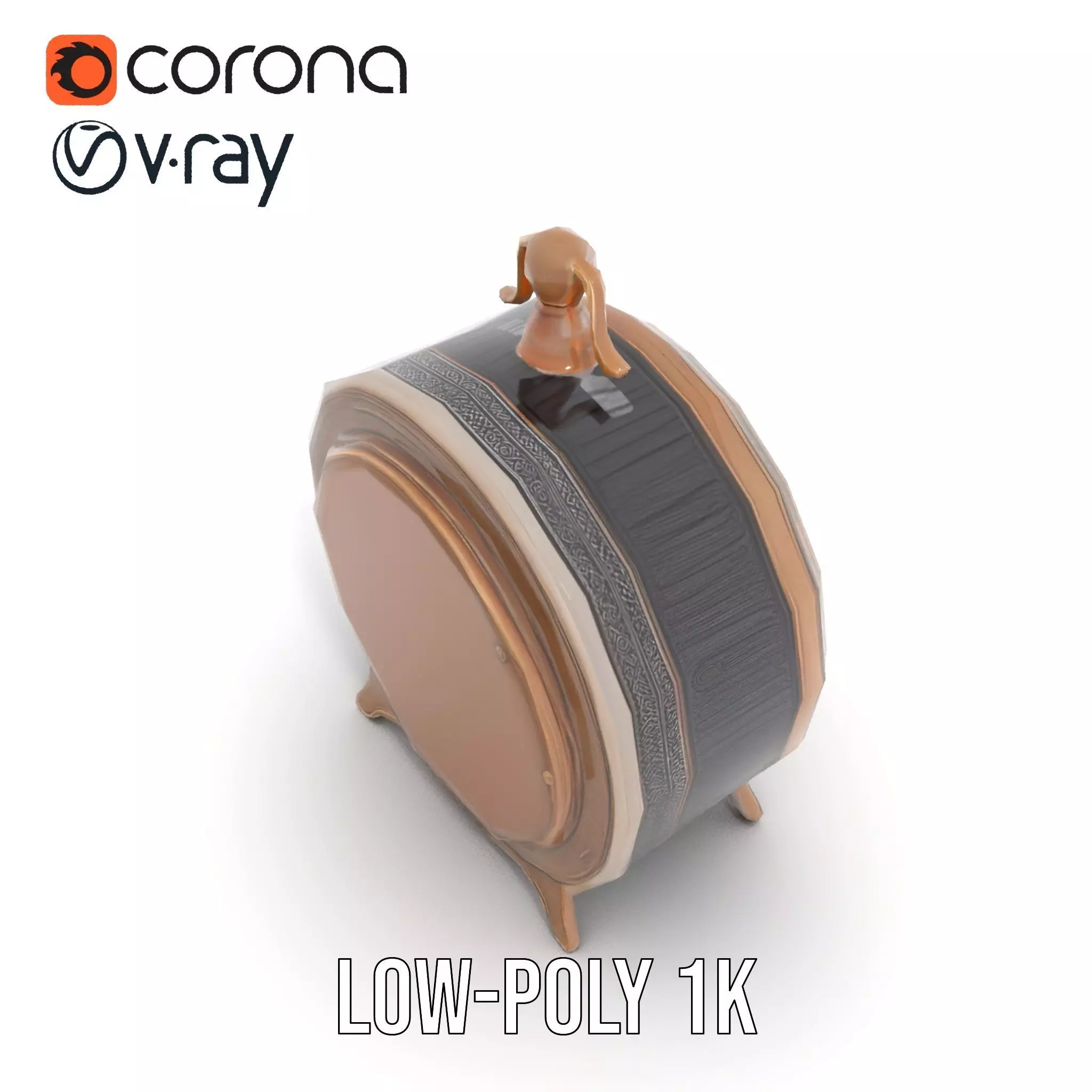 Vintage Brass Clock model pack Low-poly 3D model_25