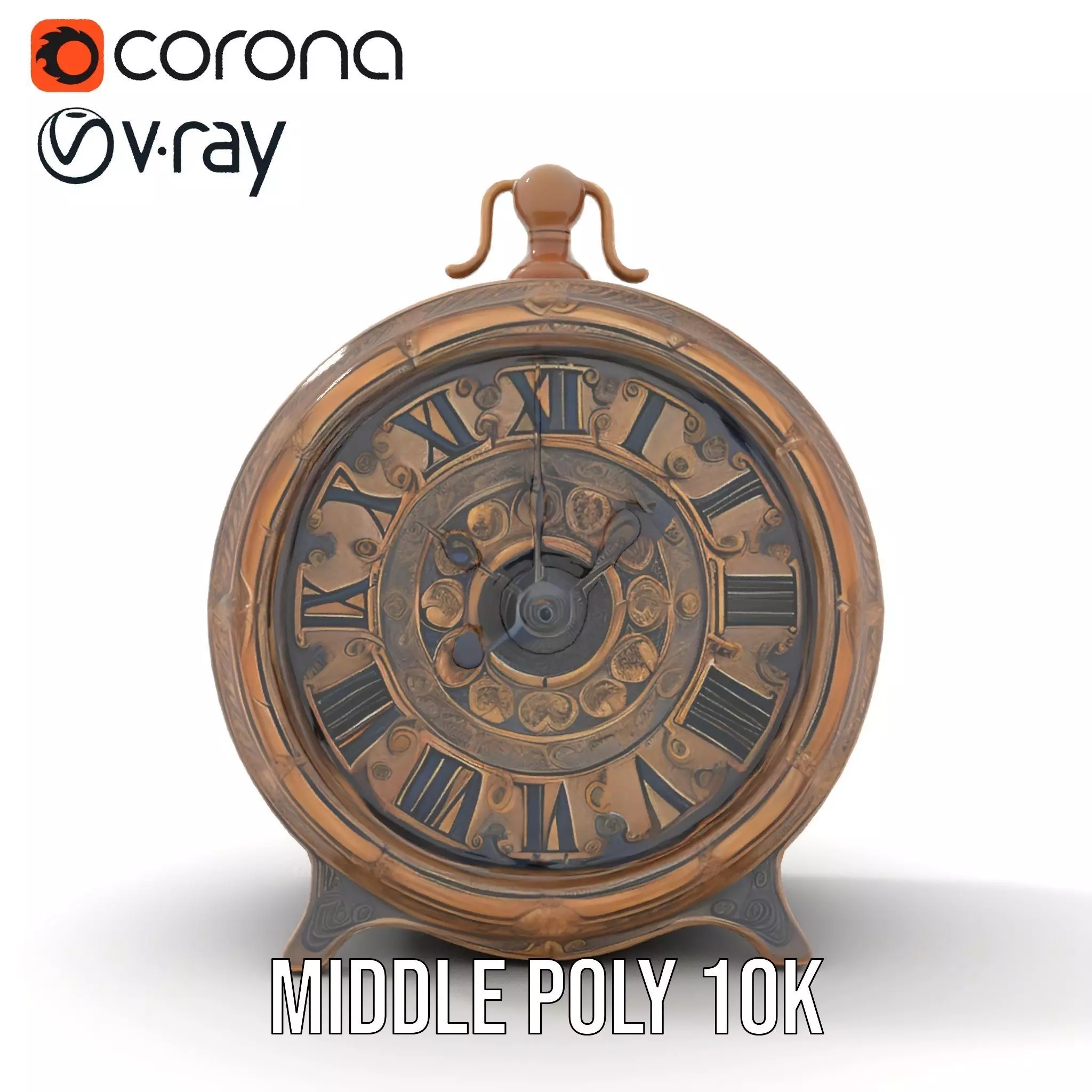 Vintage Brass Clock model pack Low-poly 3D model_11