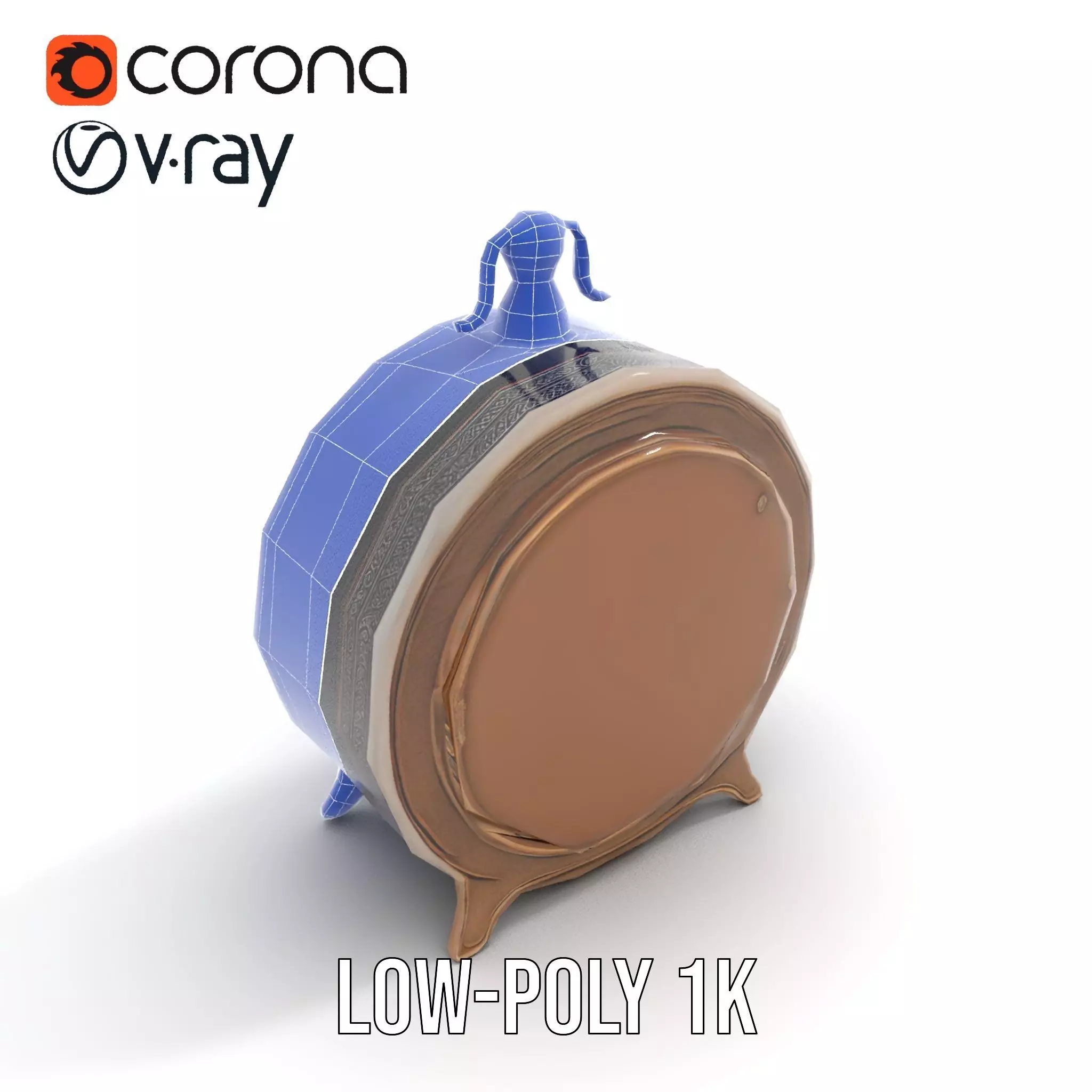 Vintage Brass Clock model pack Low-poly 3D model_22