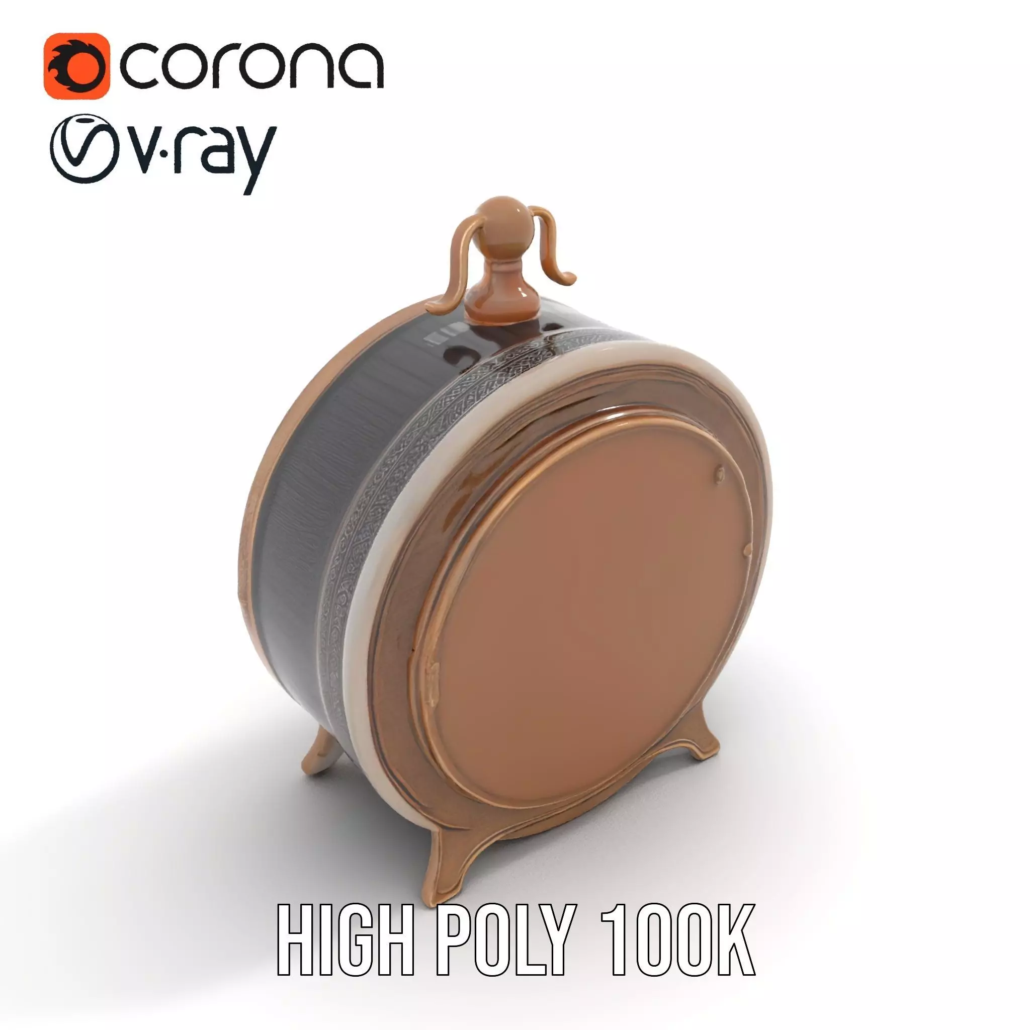 Vintage Brass Clock model pack Low-poly 3D model_15