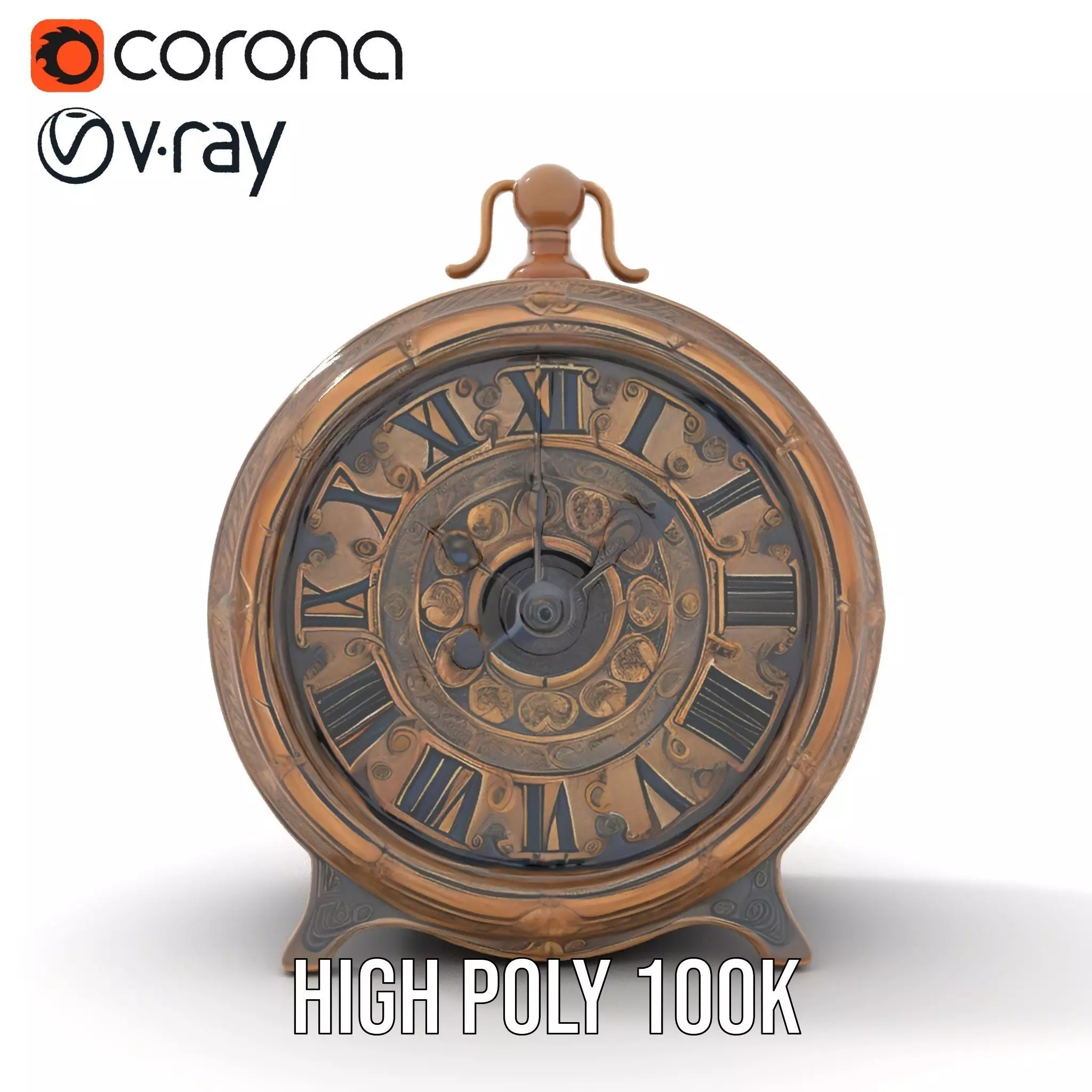 Vintage Brass Clock model pack Low-poly 3D model_28