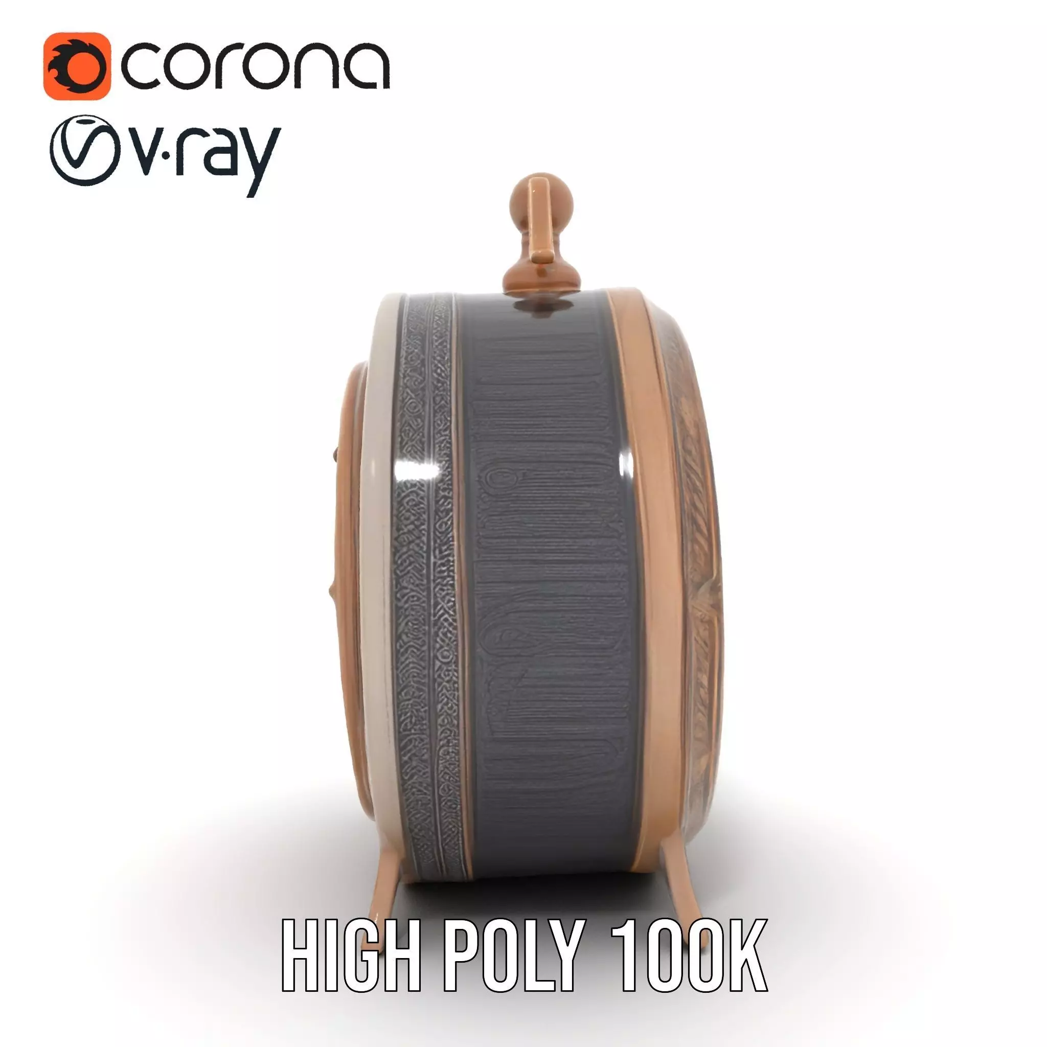 Vintage Brass Clock model pack Low-poly 3D model_23