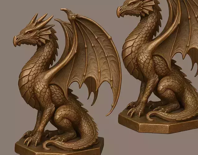 Adult Red Dragon three inch base 3D print model