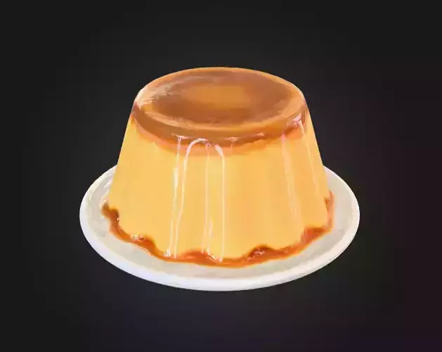 Golden Caramel Flan Low-poly 3D model