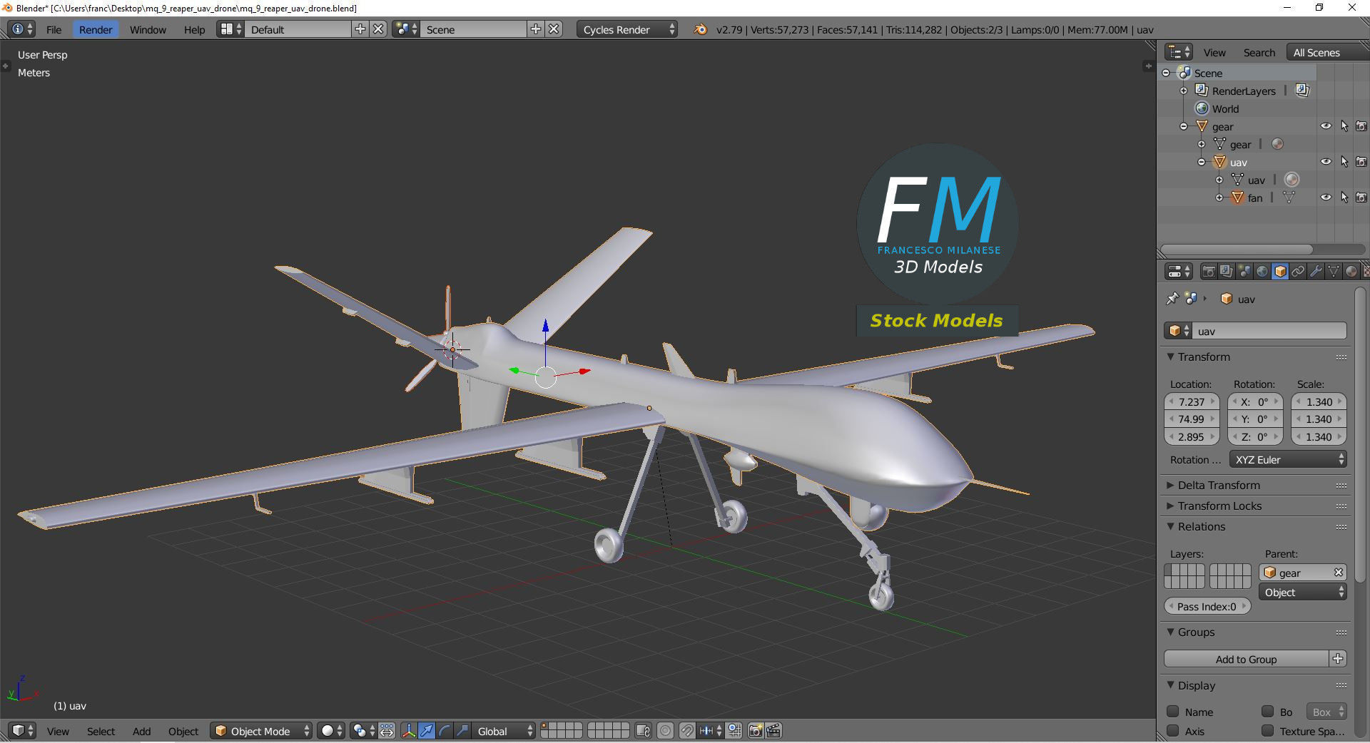 MQ-9 Reaper UAV drone 3D model_9