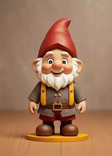 2253 Fairy Tale Gnome  Color Full  Body Figurine on Base