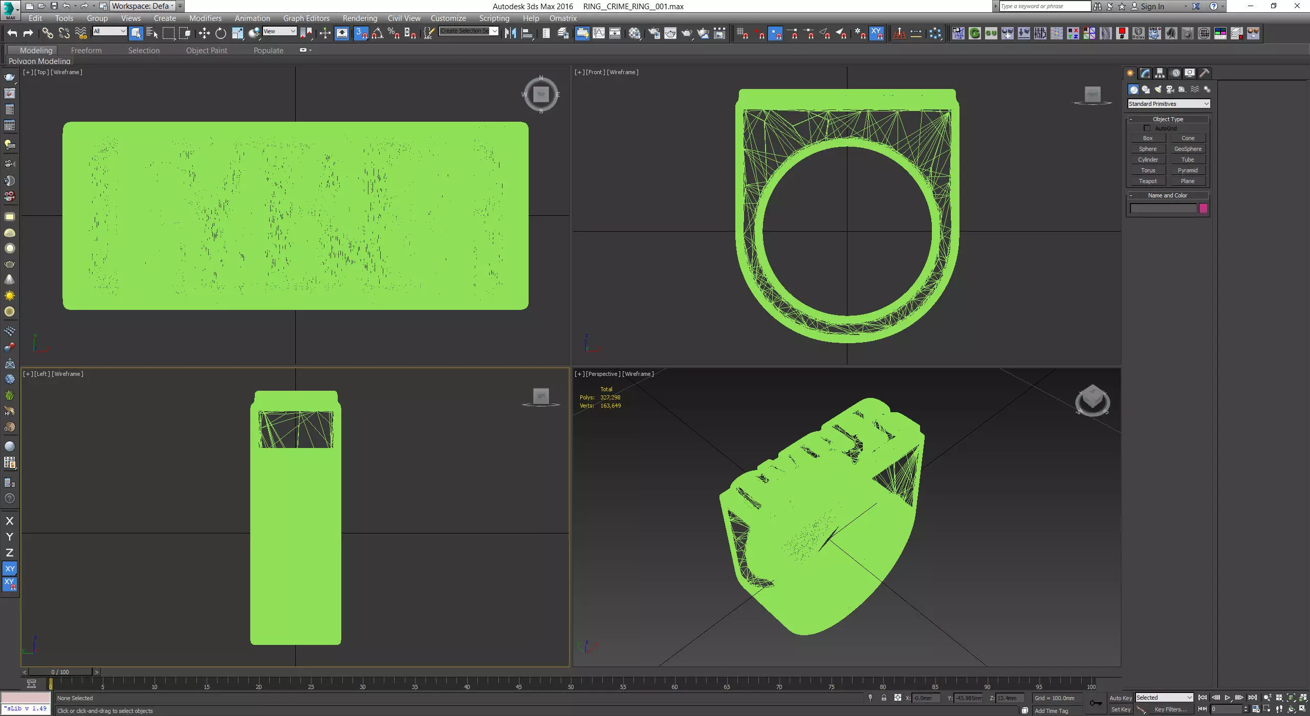 Chunky Ring Fashion Jewellery Cyber Ring built to scale Size 10 3D model_3