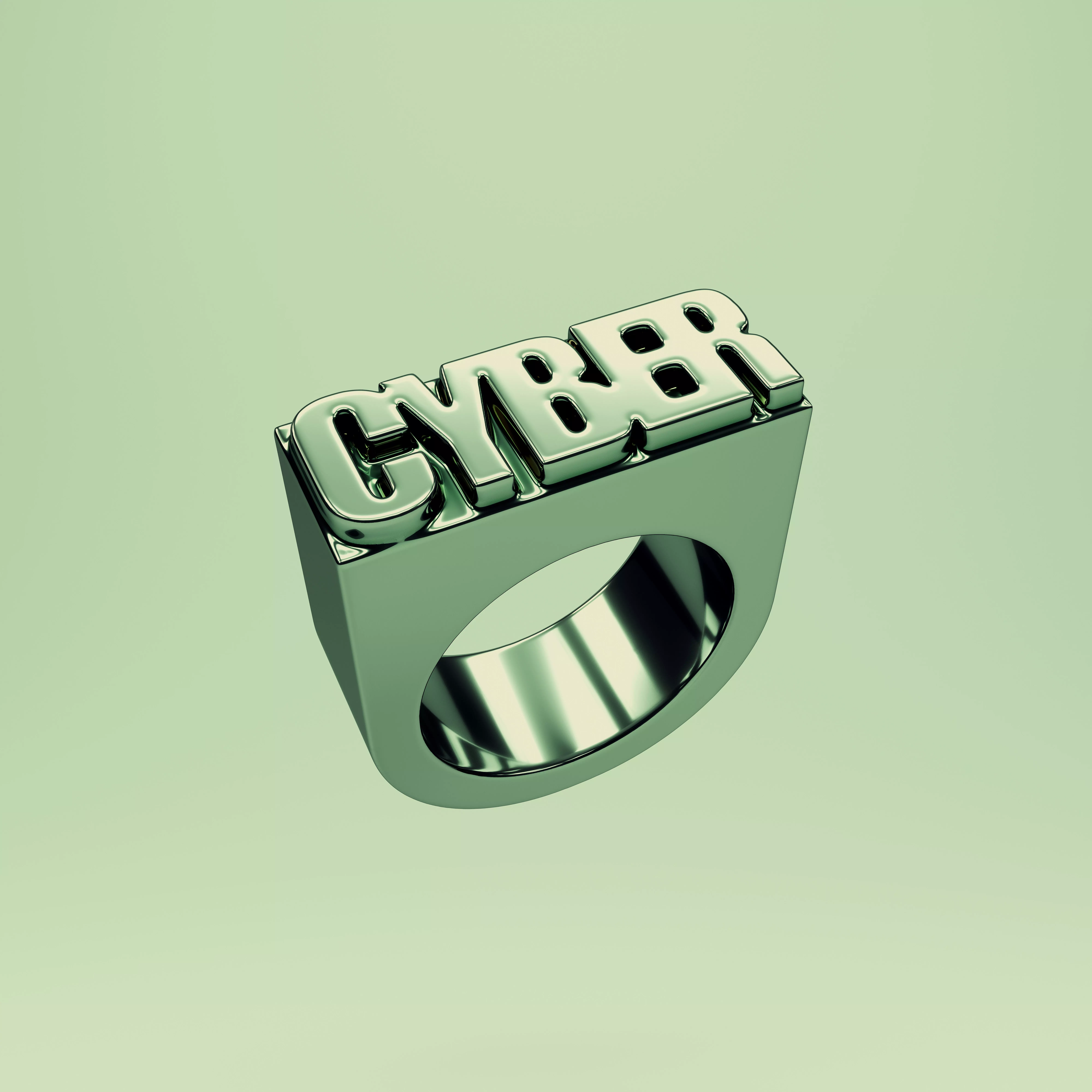 Chunky Ring Fashion Jewellery Cyber Ring built to scale Size 10 3D model_0
