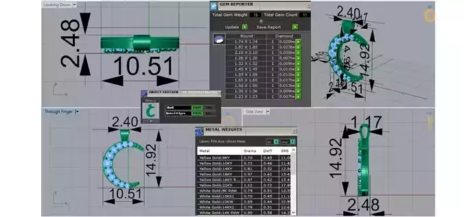 STL 3dm Pendant Brilliant Sapphire Crescent jp0192
