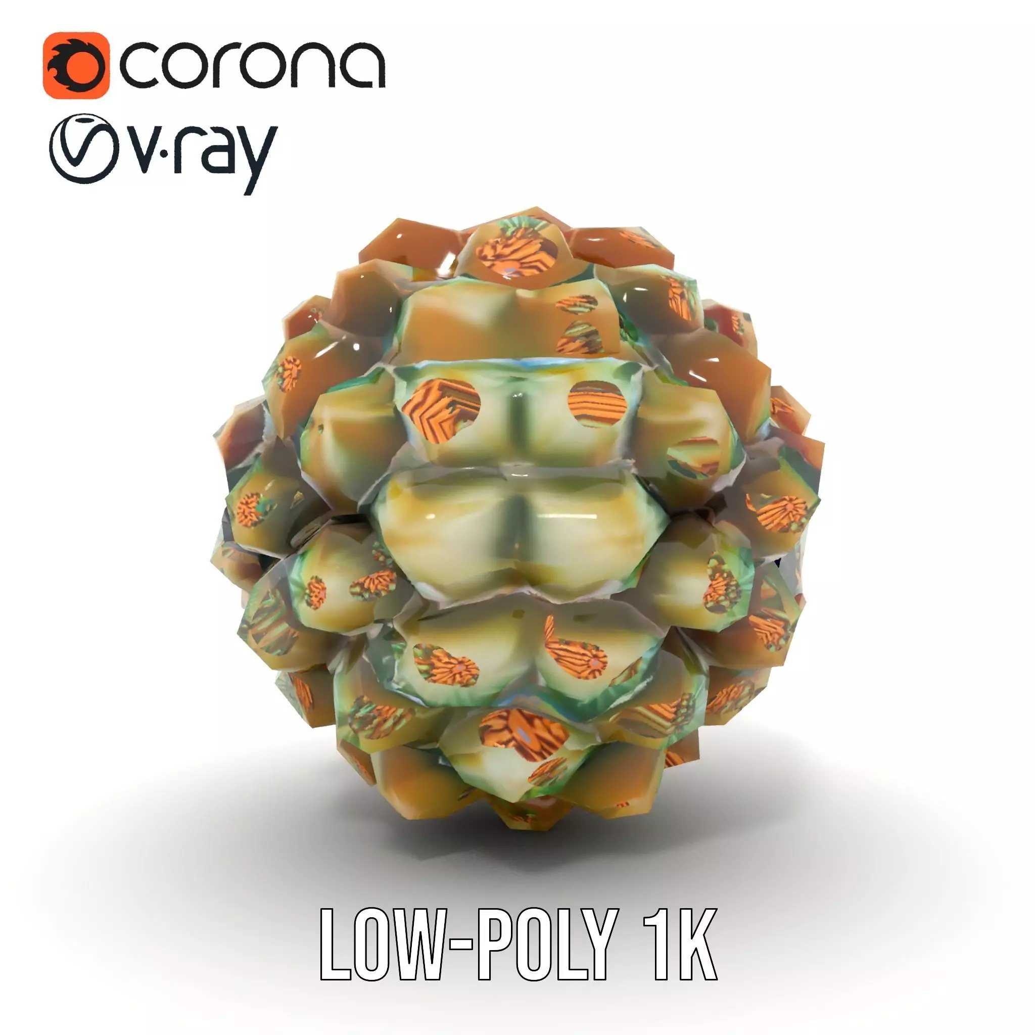 Iridescent Pinecone model pack Low-poly 3D model_25