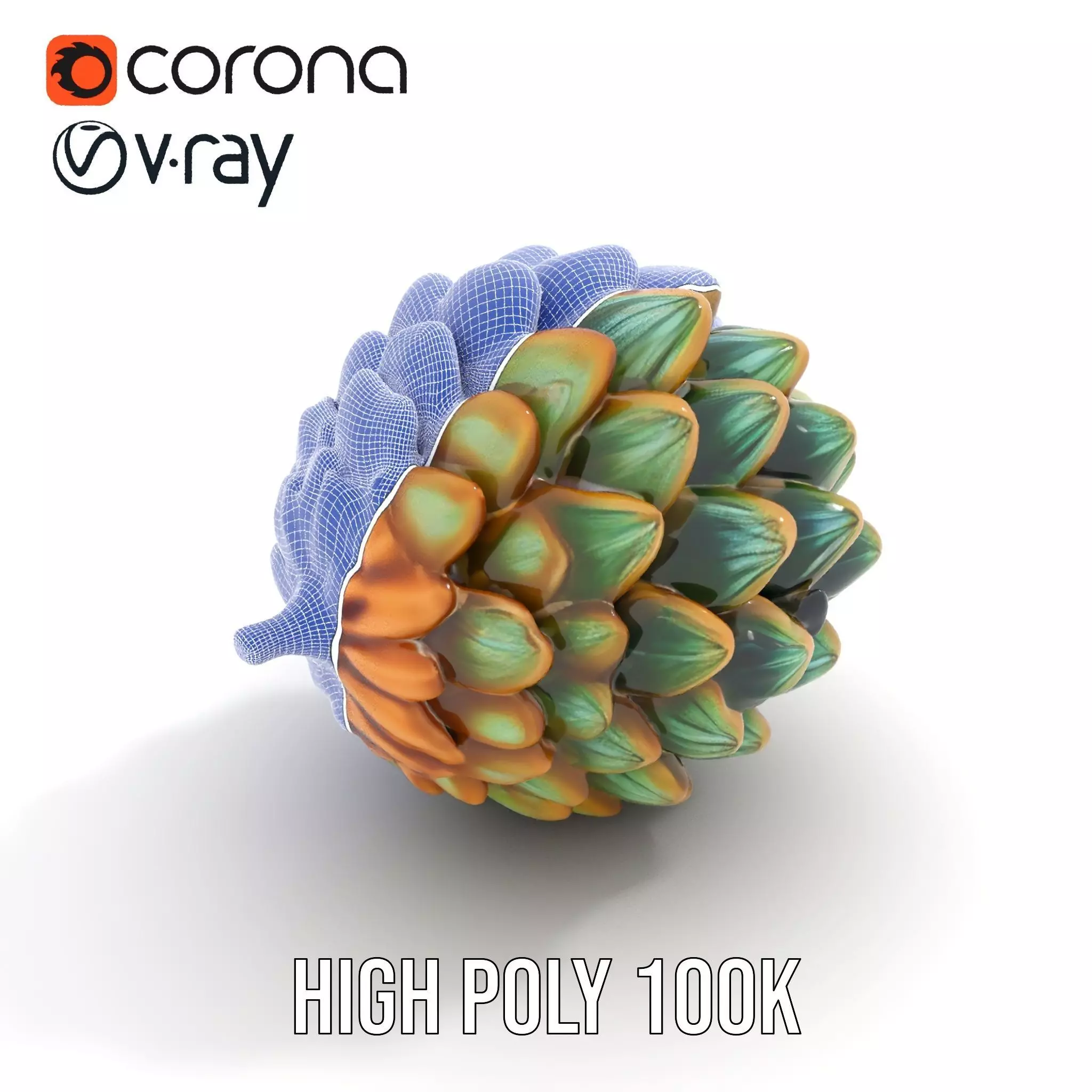 Iridescent Pinecone model pack Low-poly 3D model_31