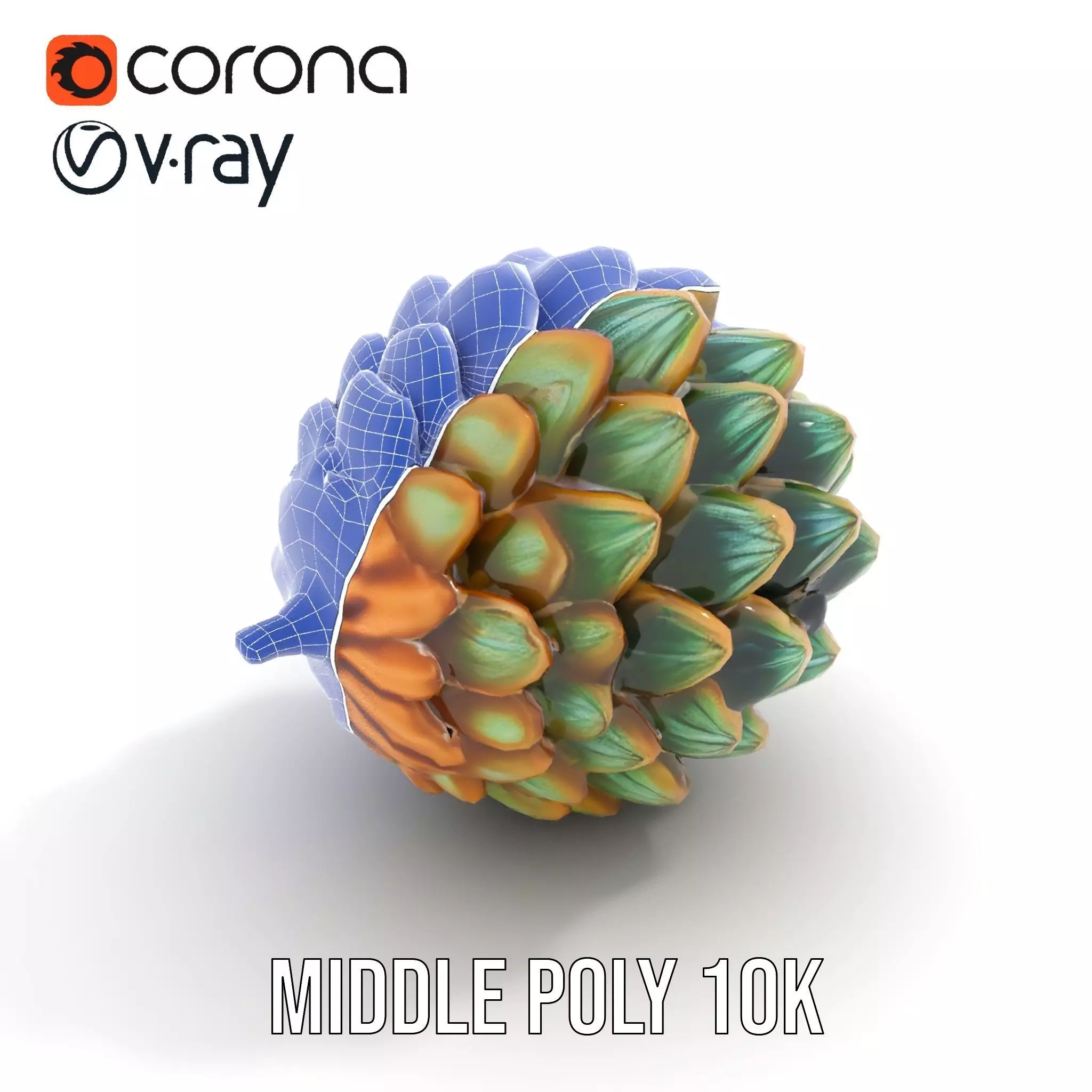 Iridescent Pinecone model pack Low-poly 3D model_10