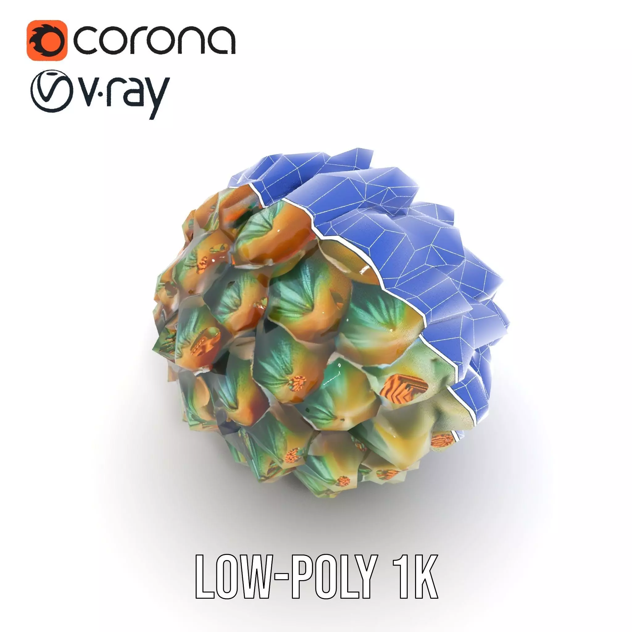 Iridescent Pinecone model pack Low-poly 3D model_22