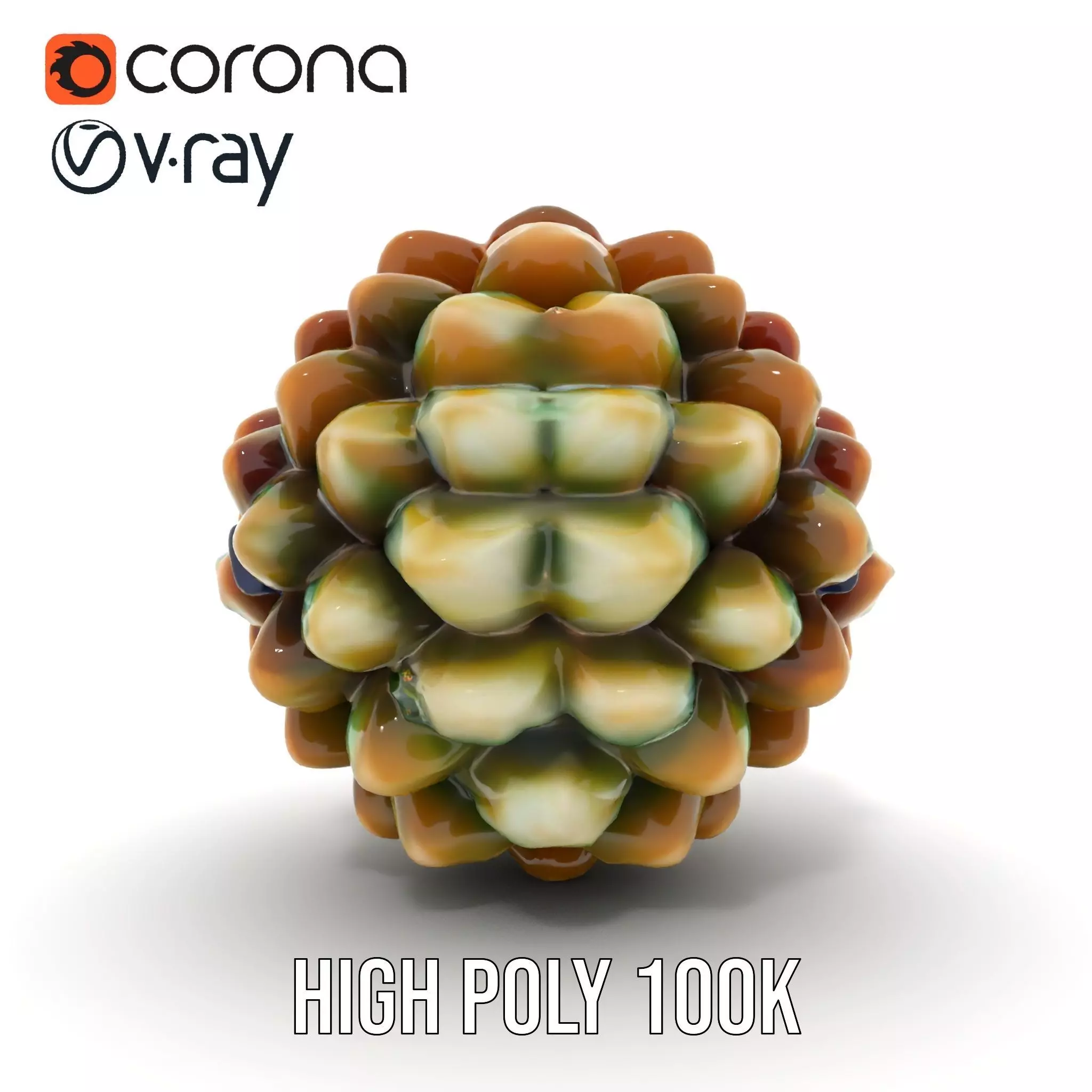 Iridescent Pinecone model pack Low-poly 3D model_32