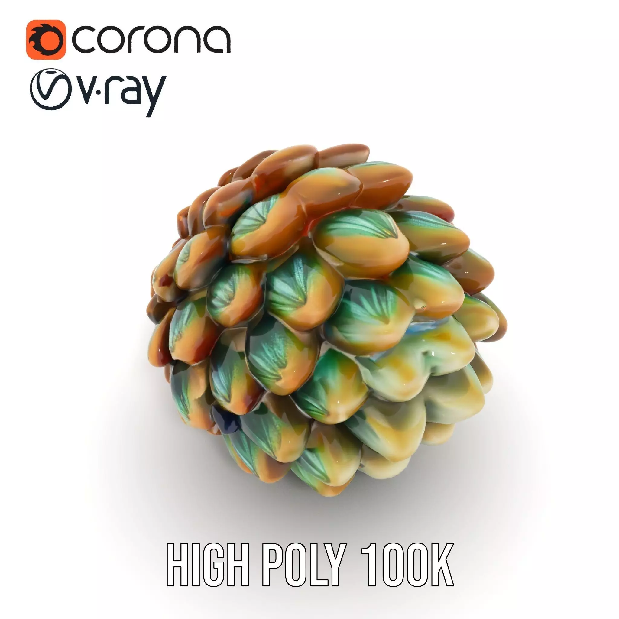 Iridescent Pinecone model pack Low-poly 3D model_17