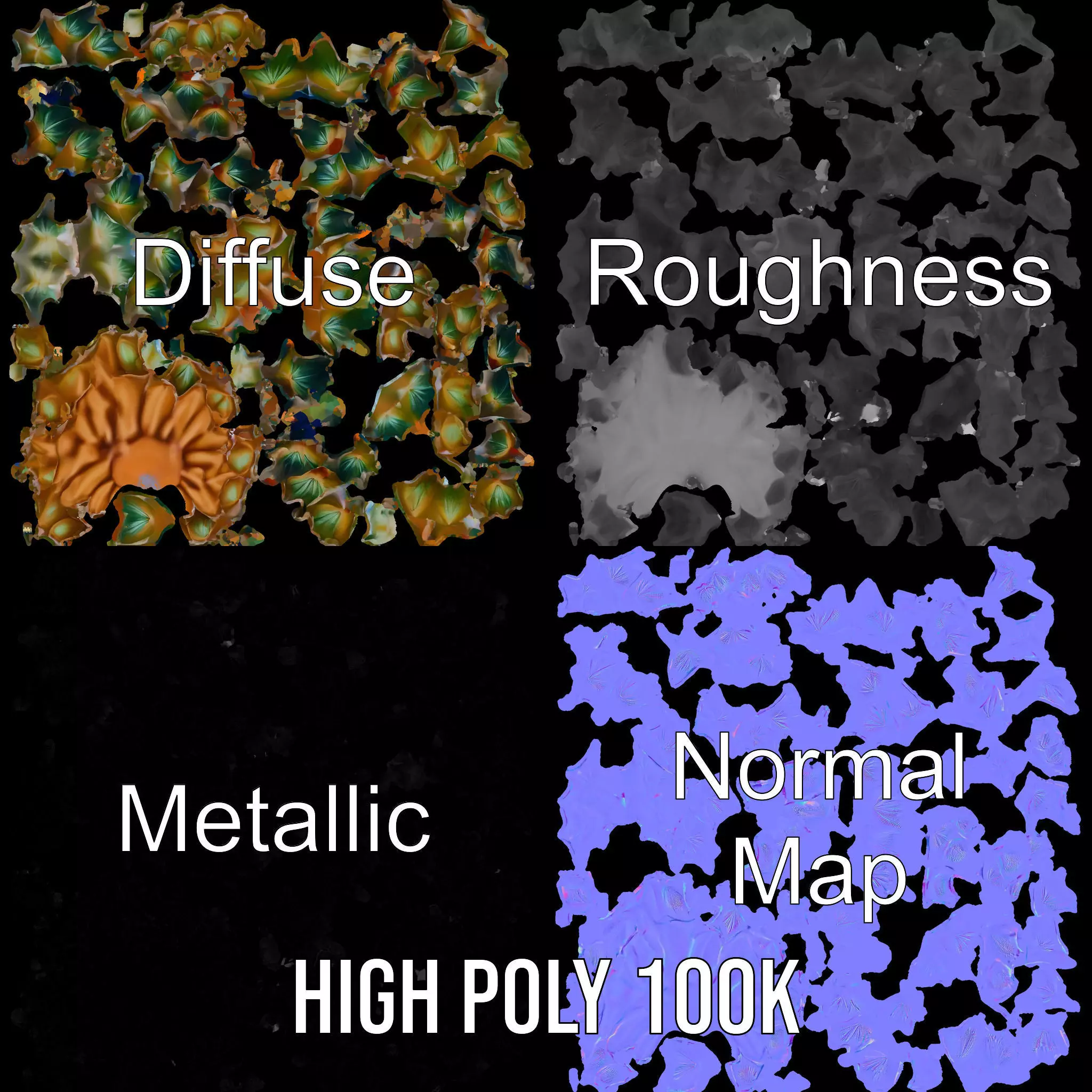 Iridescent Pinecone model pack Low-poly 3D model_3