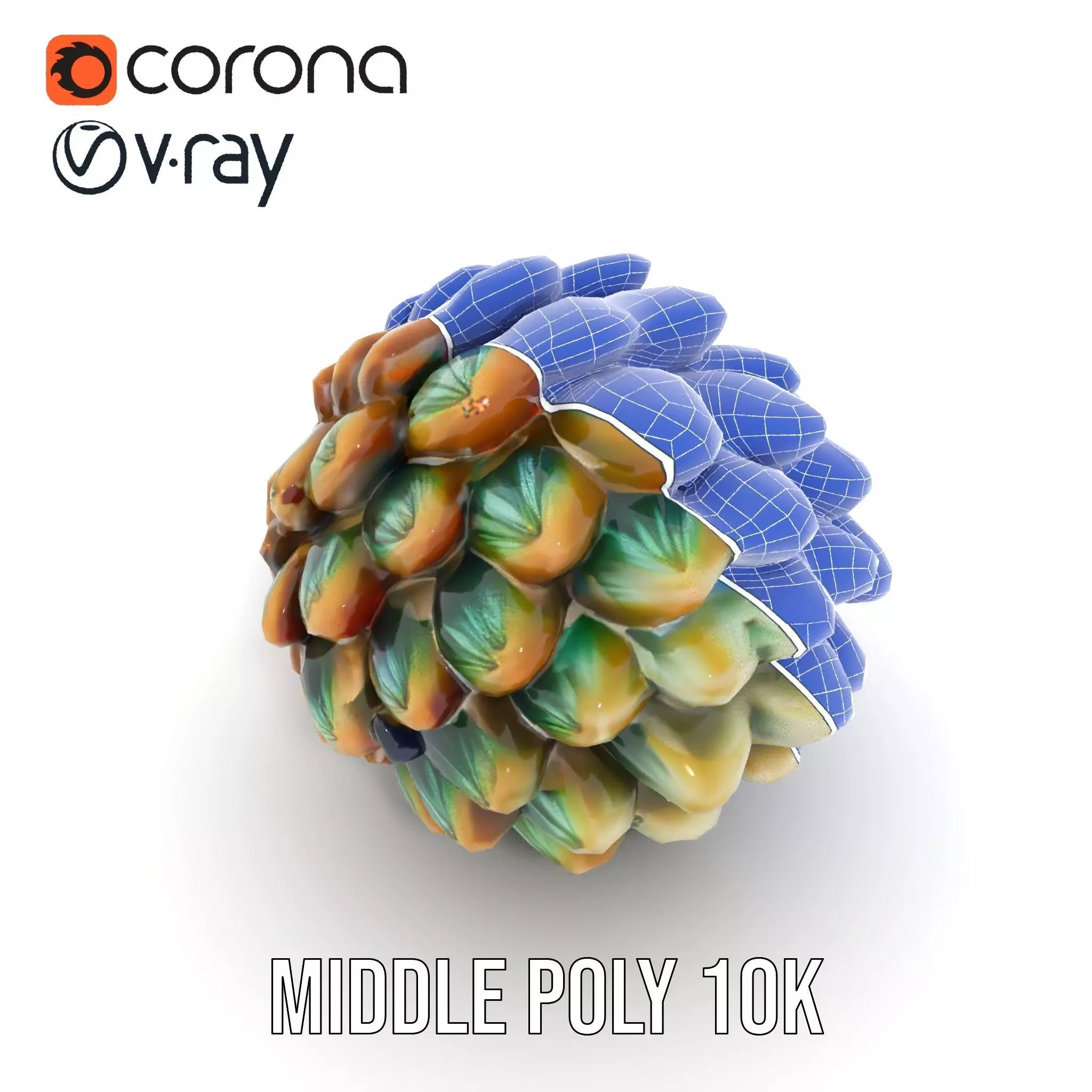 Iridescent Pinecone model pack Low-poly 3D model_24