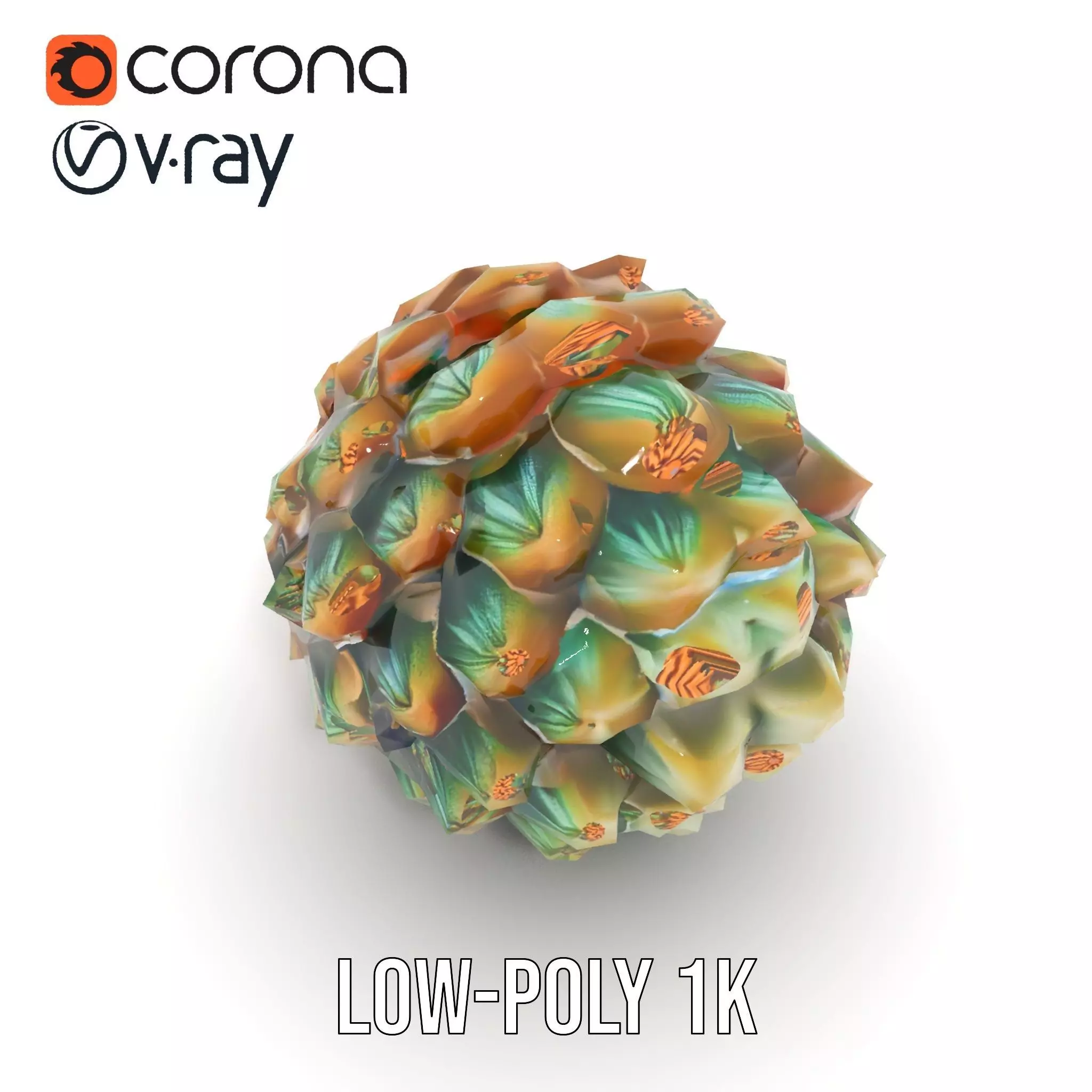 Iridescent Pinecone model pack Low-poly 3D model_16