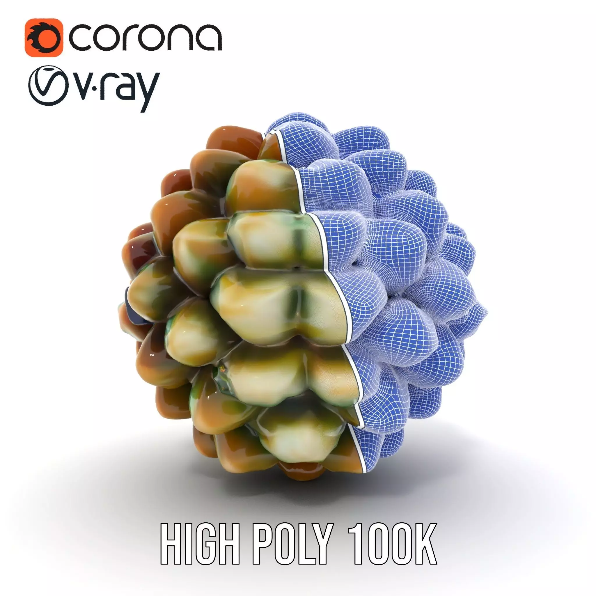 Iridescent Pinecone model pack Low-poly 3D model_34