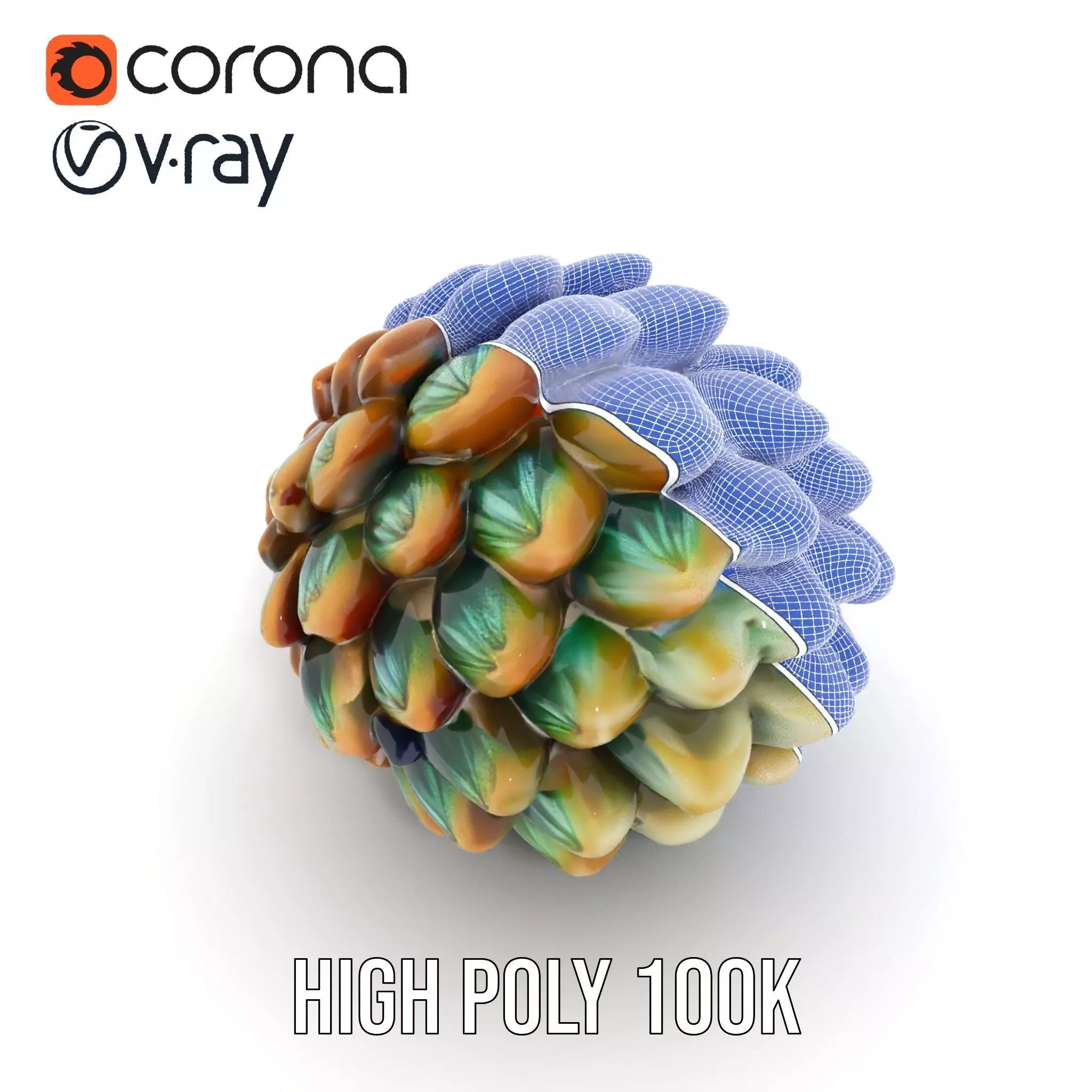 Iridescent Pinecone model pack Low-poly 3D model_23