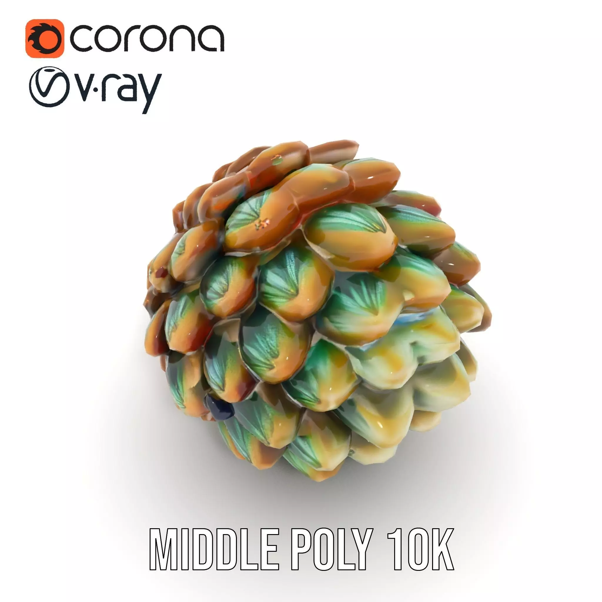 Iridescent Pinecone model pack Low-poly 3D model_15