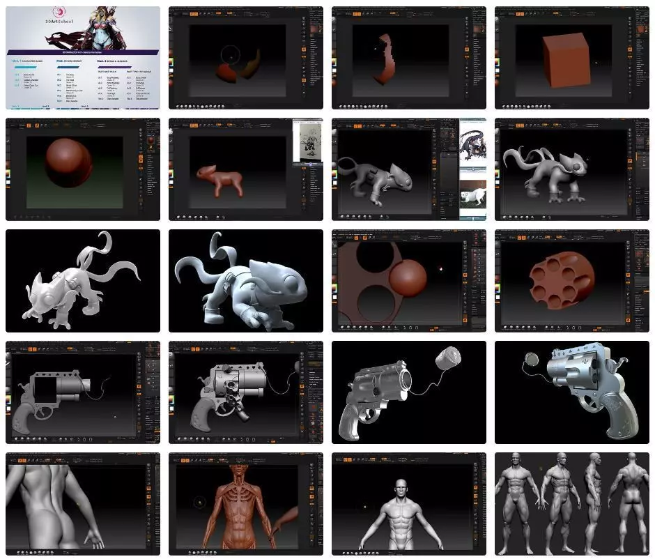 Pack Learn and Master Zbrush and Sculpt Epic Characters 3D model_9