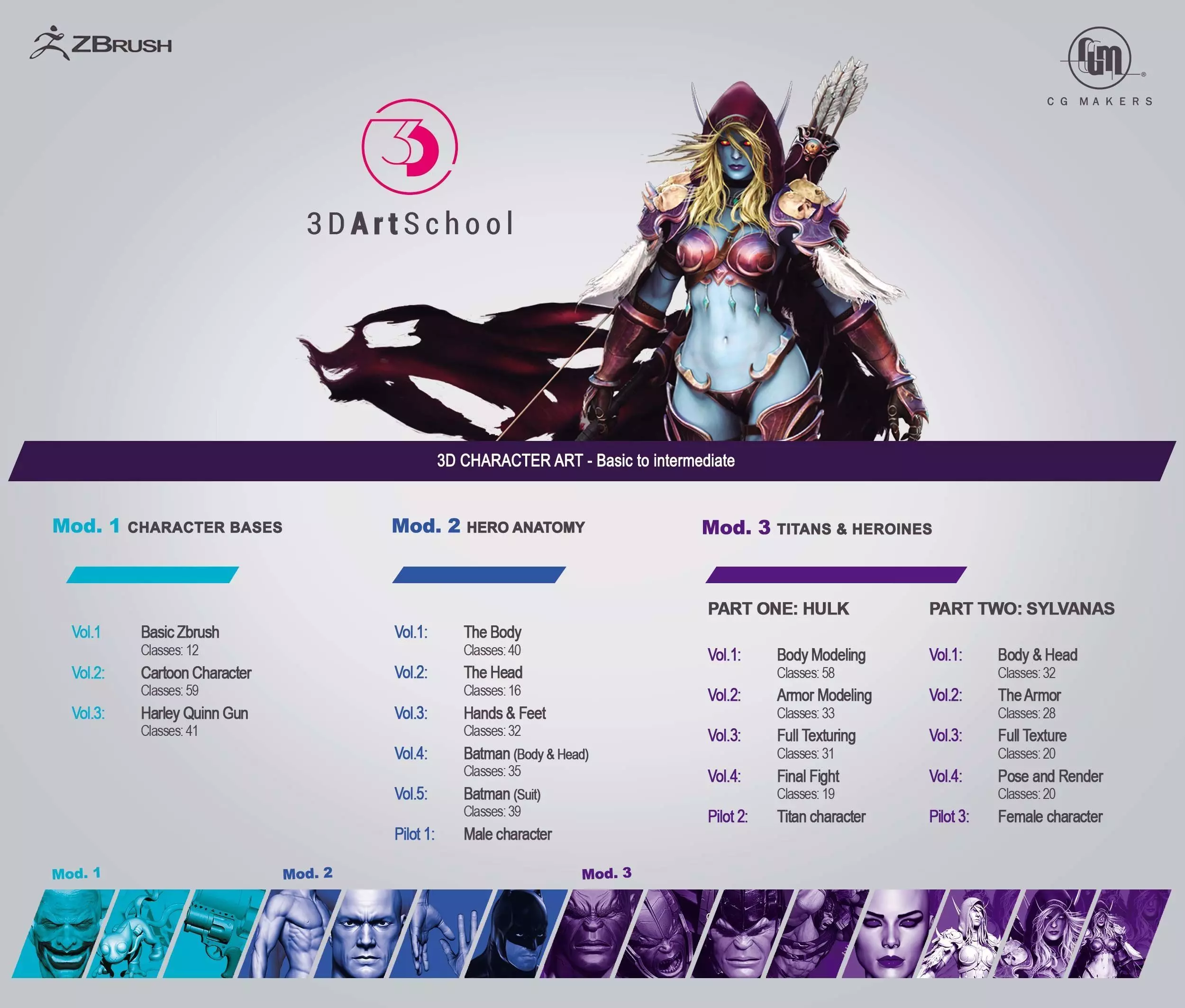 Pack Learn and Master Zbrush and Sculpt Epic Characters 3D model_10