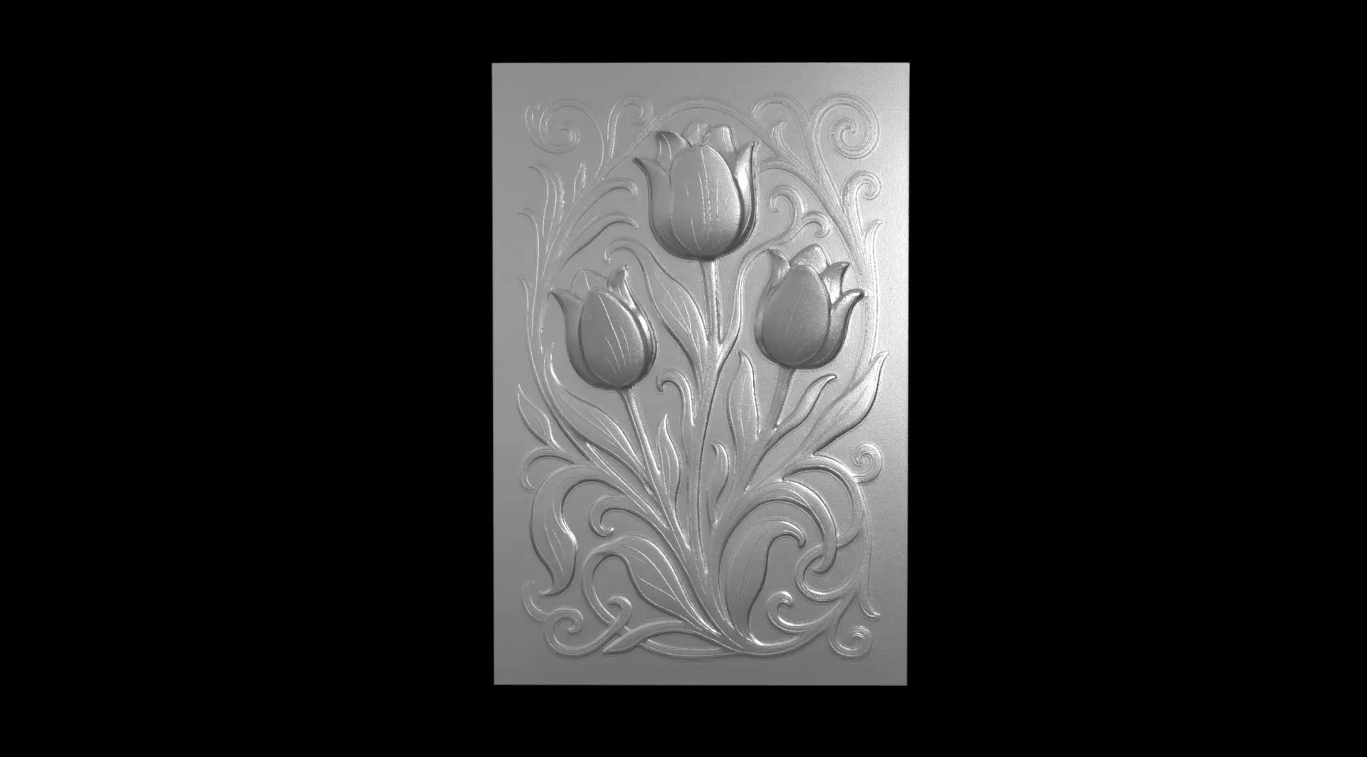 Tulip Flower Relief 3D print model