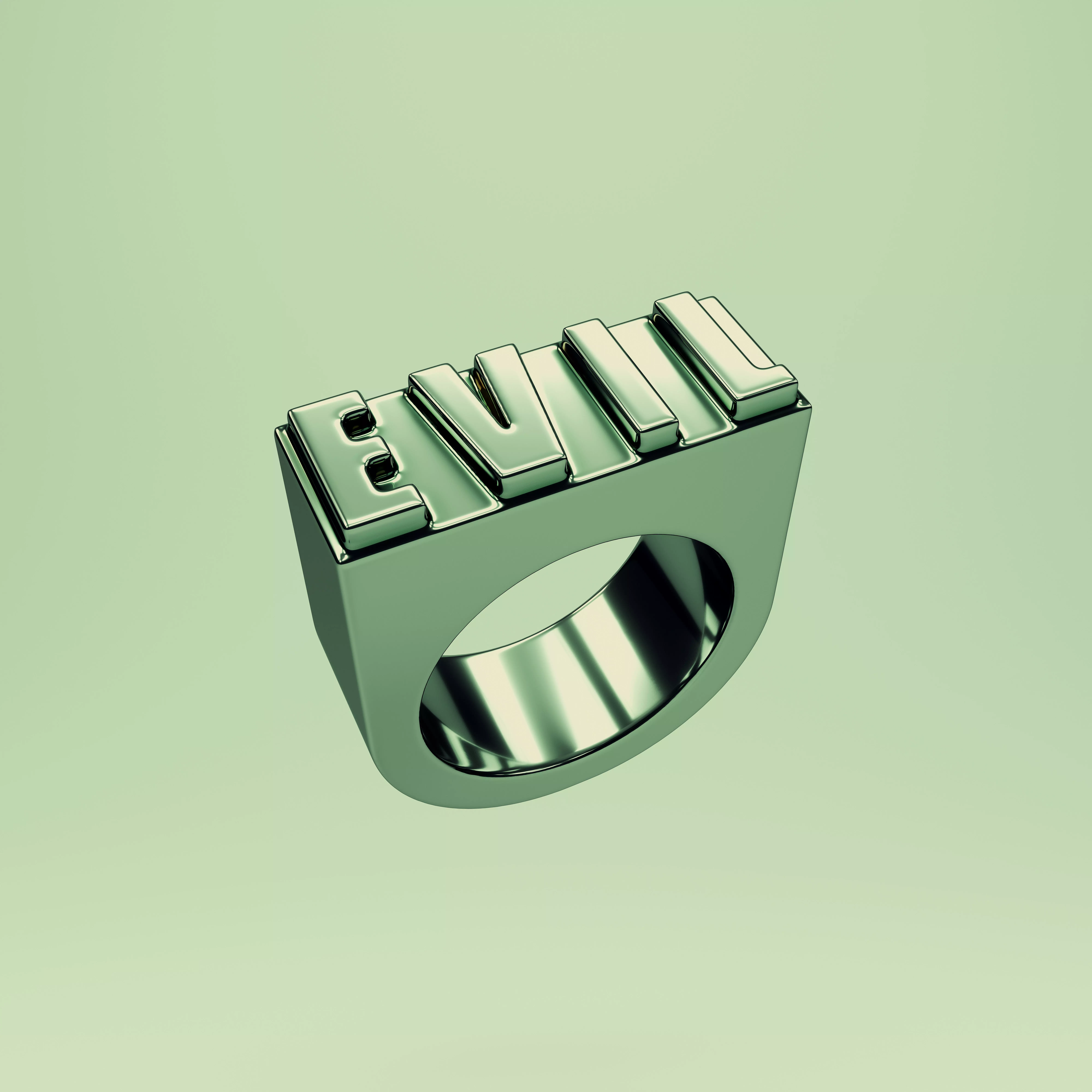 Chunky Ring Fashion Jewellery Evil Ring built to scale Size 10 3D model_0