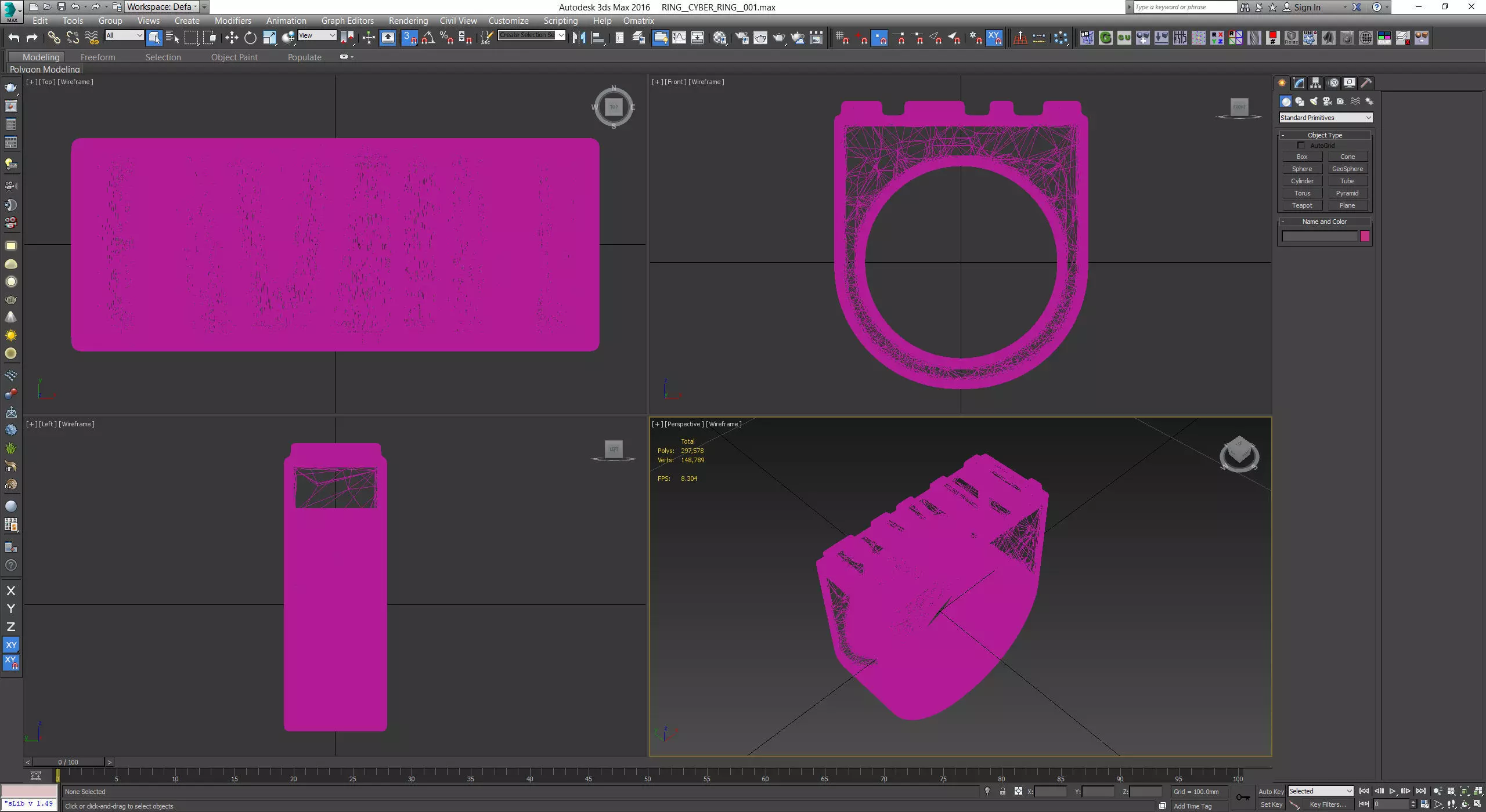 Chunky Ring Fashion Jewellery Evil Ring built to scale Size 10 3D model_3