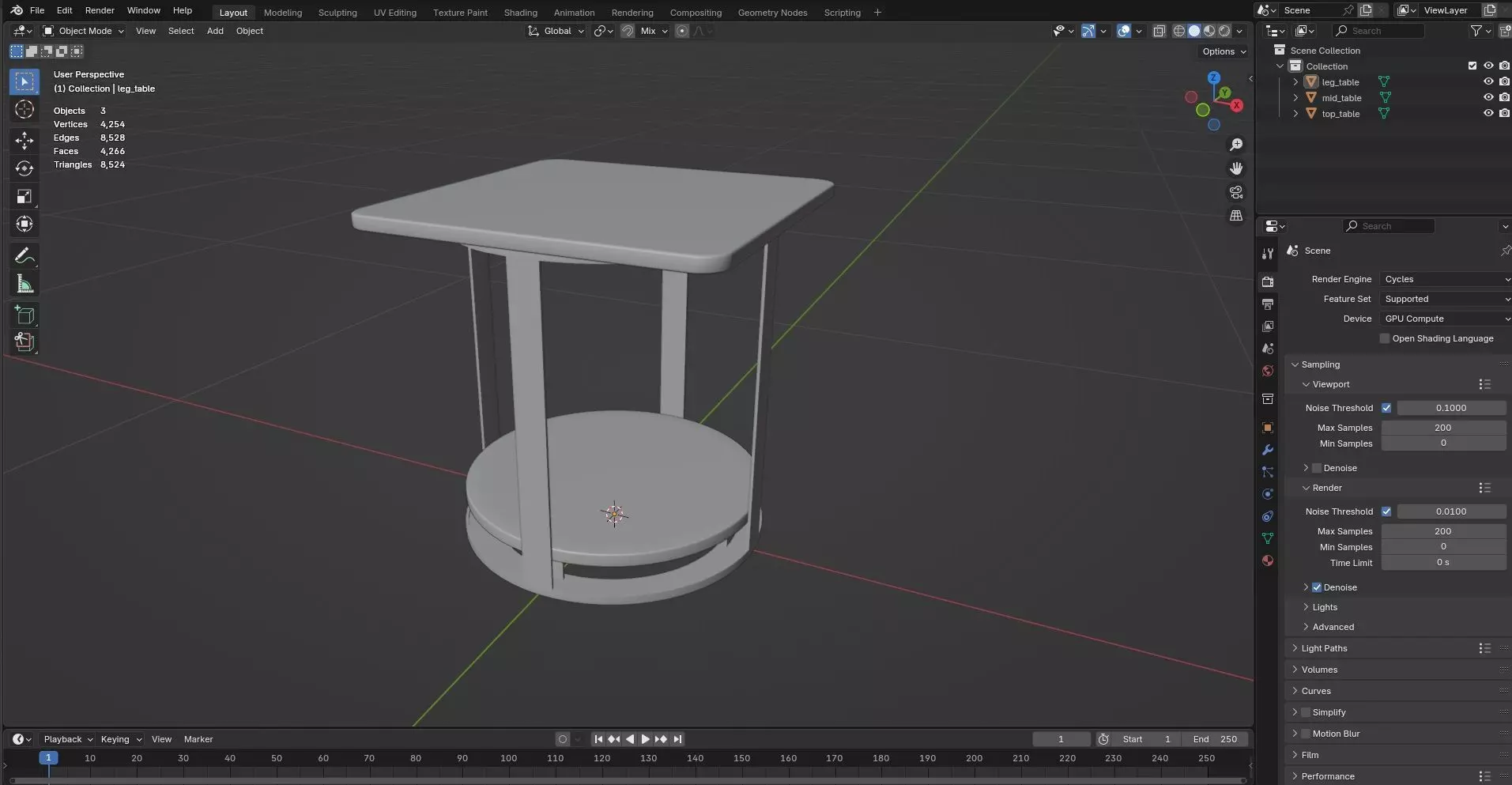 Square Table CG85 3D model_7
