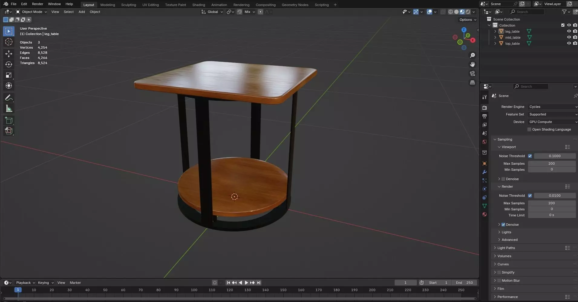 Square Table CG85 3D model_8