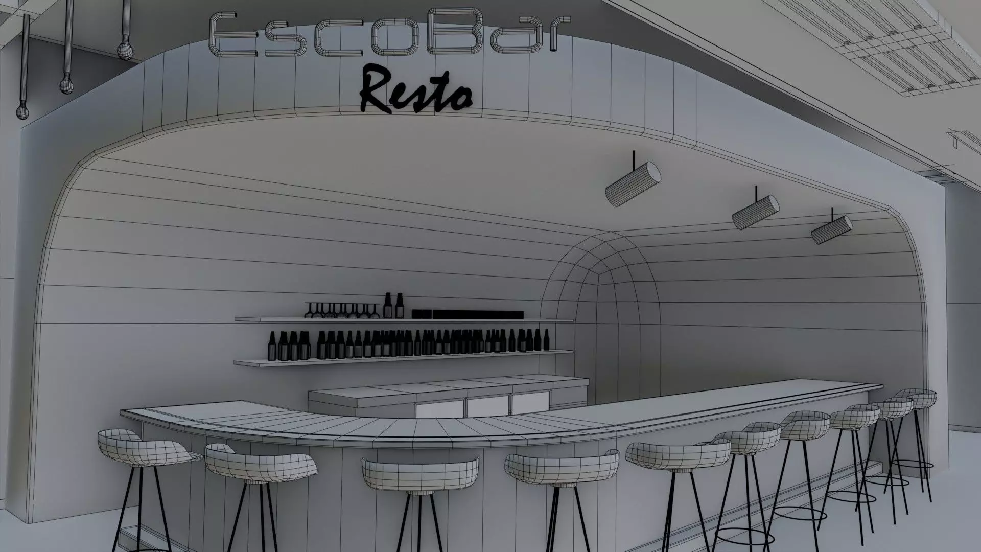 Bar interior Low-poly 3D model_21