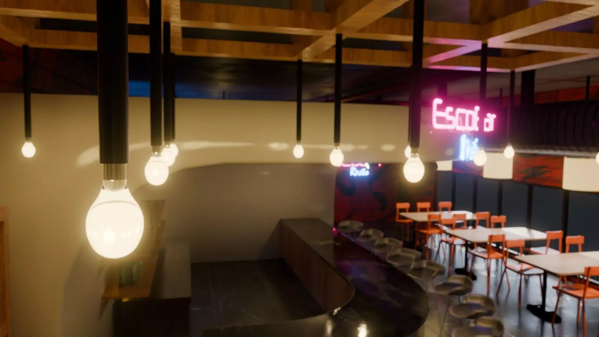 Bar interior Low-poly 3D model_11