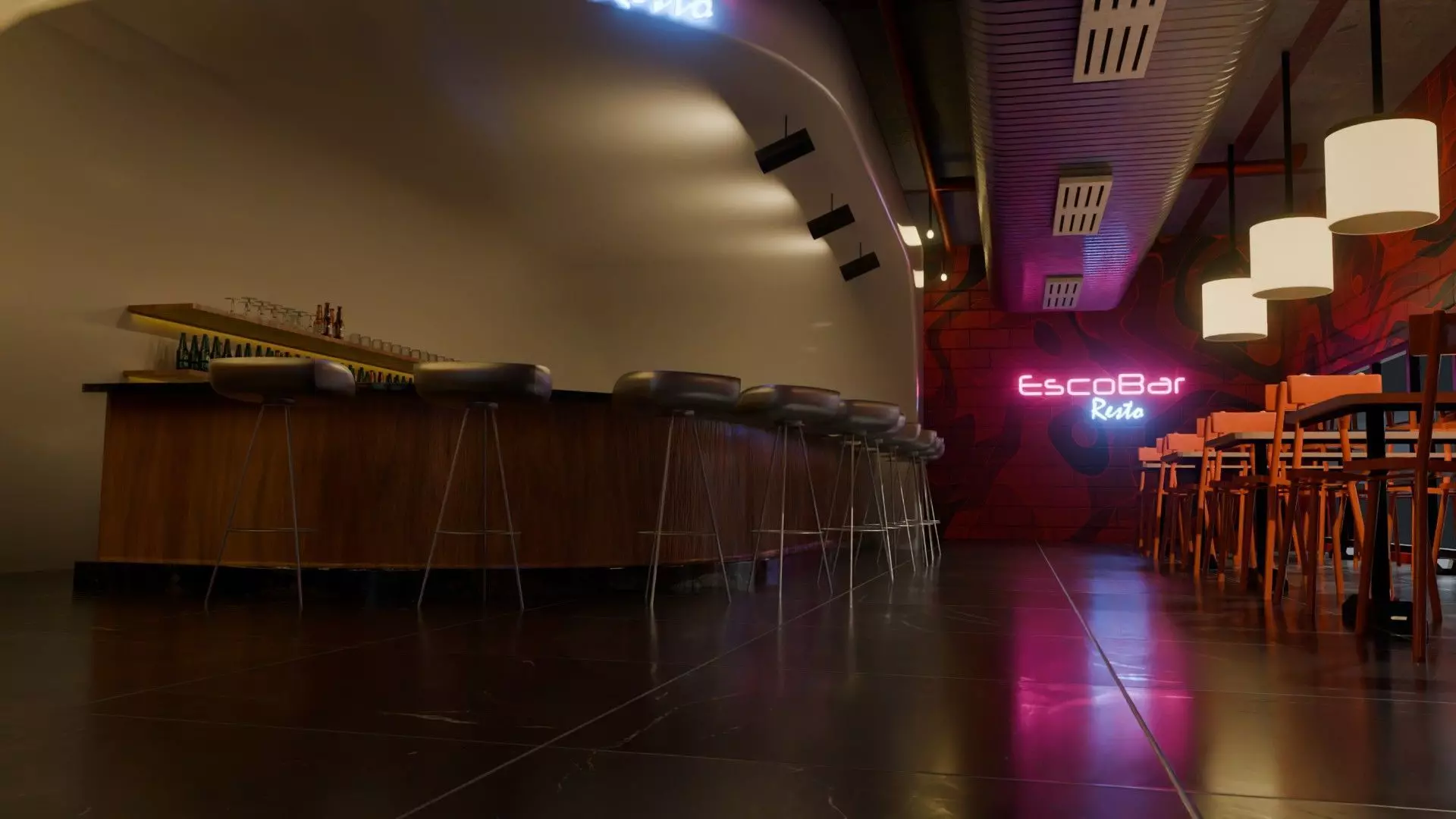 Bar interior Low-poly 3D model_14