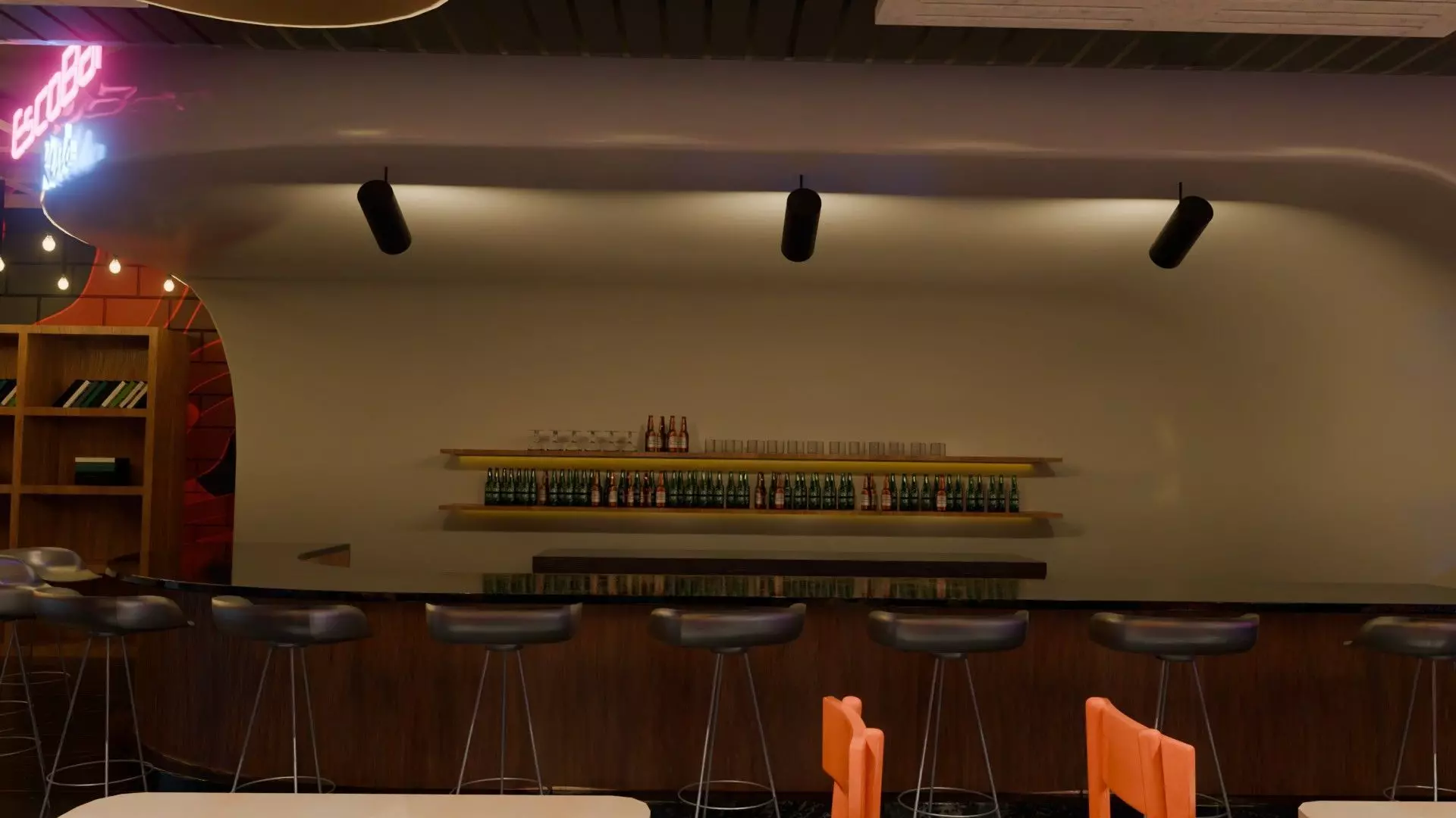 Bar interior Low-poly 3D model_2