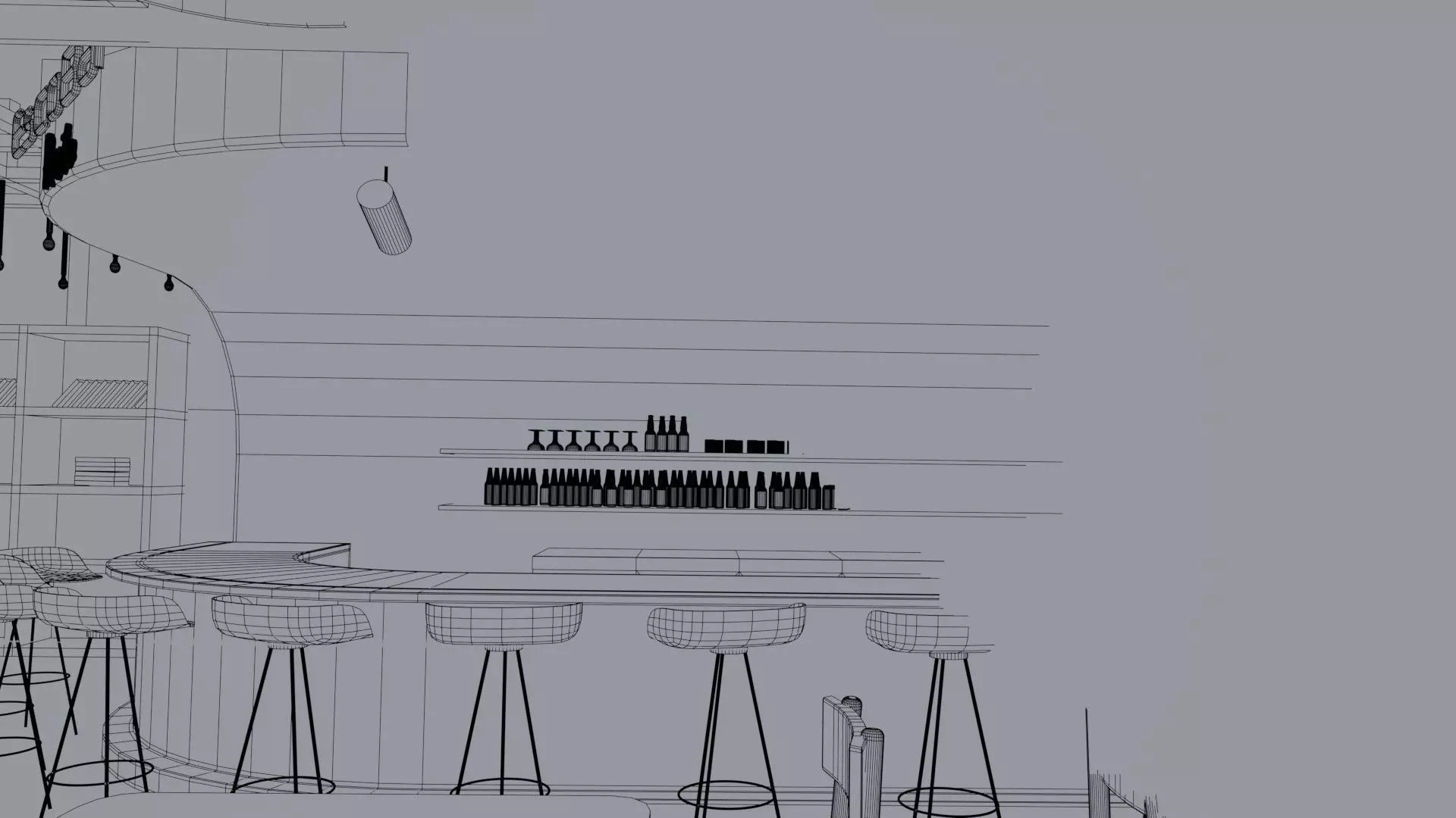 Bar interior Low-poly 3D model_22