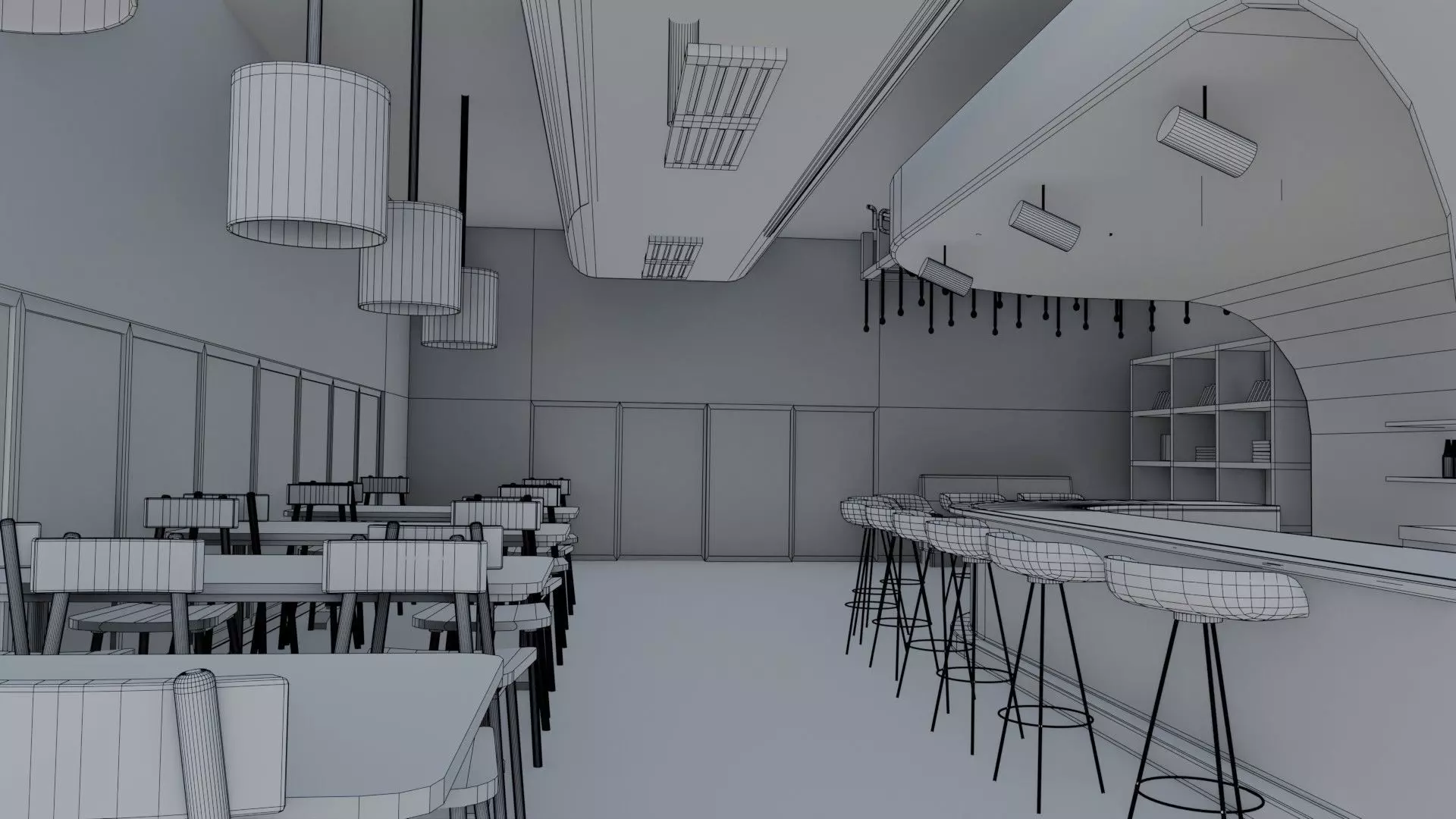 Bar interior Low-poly 3D model_26